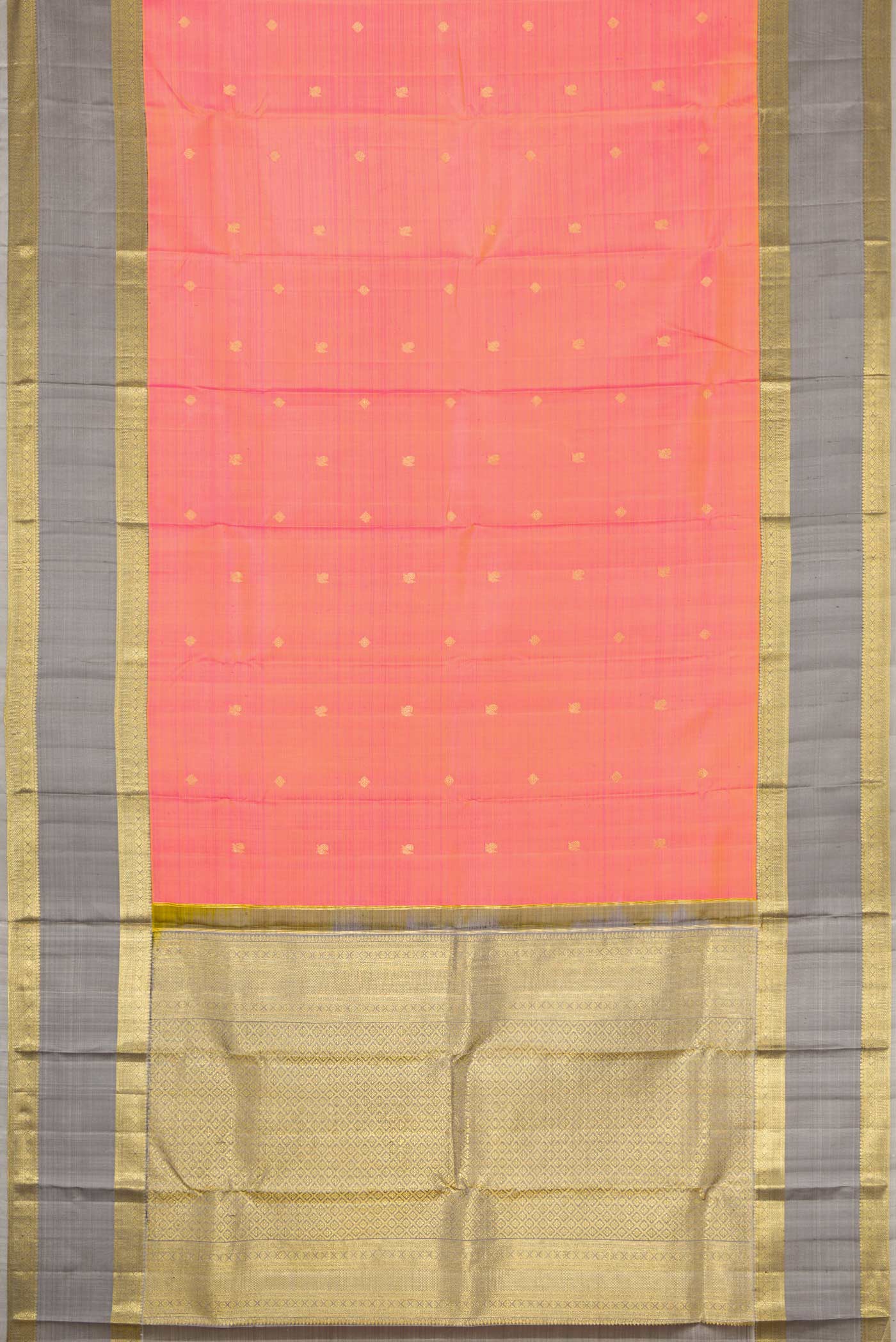 Pink with Yellow Color Kanjivaram Silk Saree - Image 6