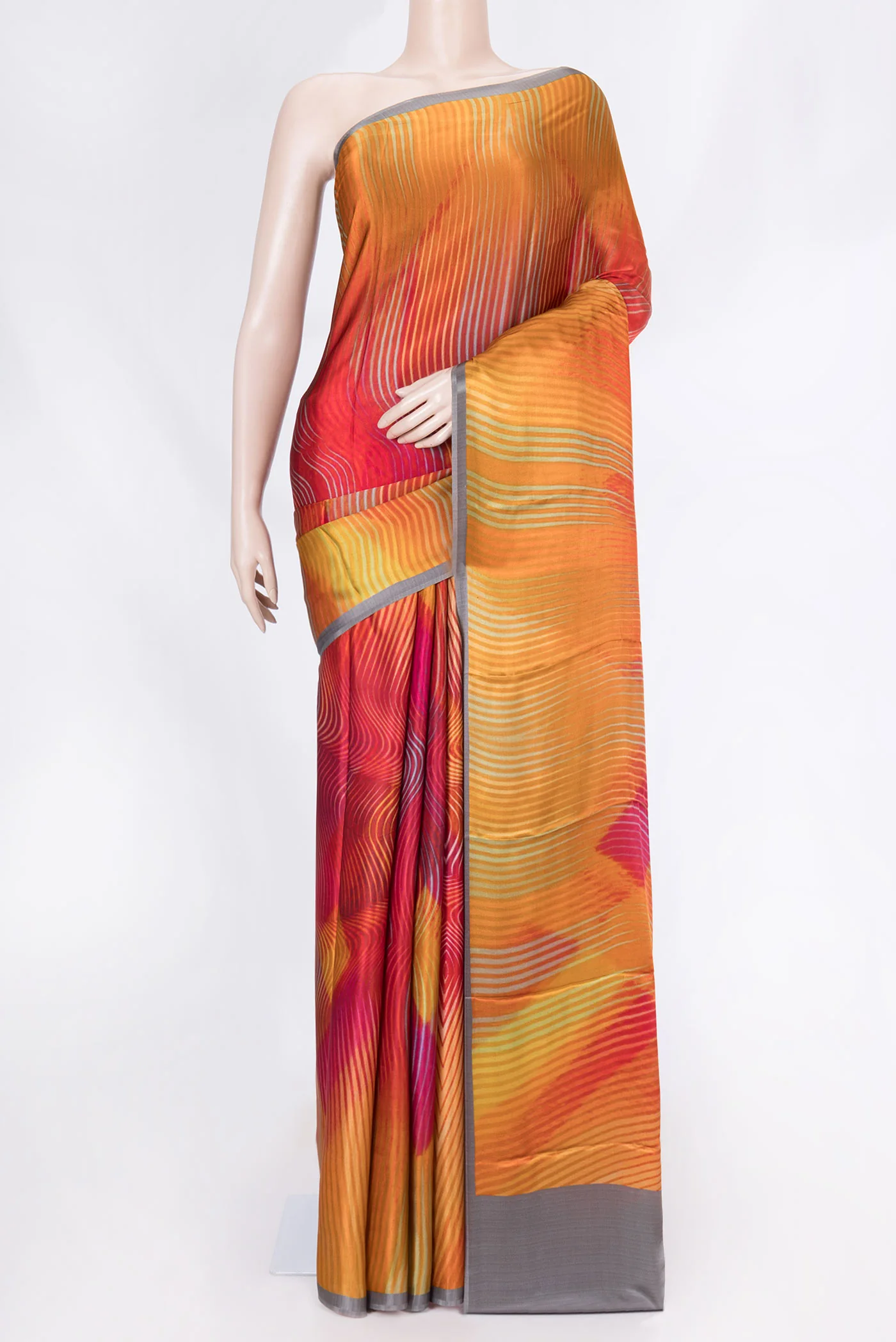 Orange Dual Tone Mysore Crepe Saree