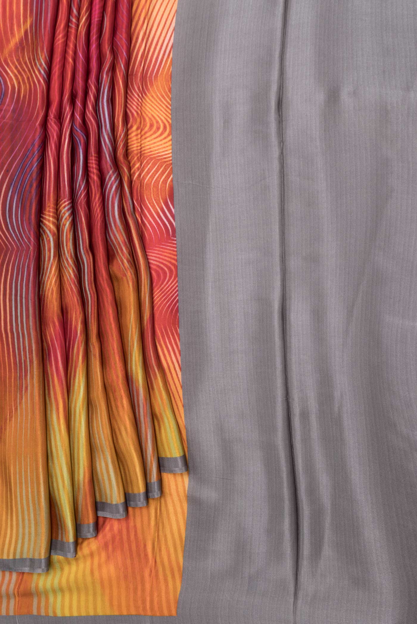 Orange Dual Tone Mysore Crepe Saree - Image 4