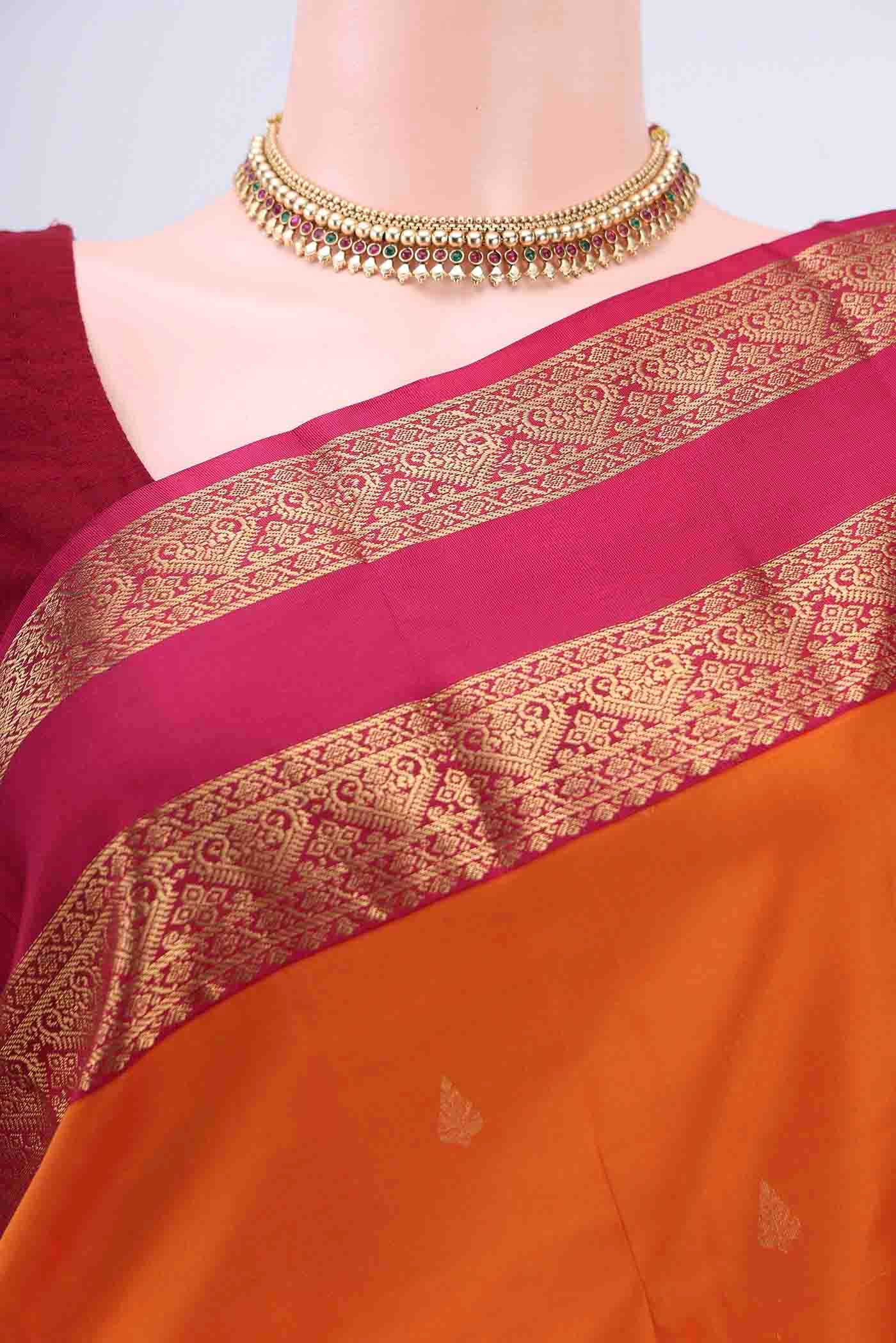 Orange Kanchipuram Silk Saree - Image 2