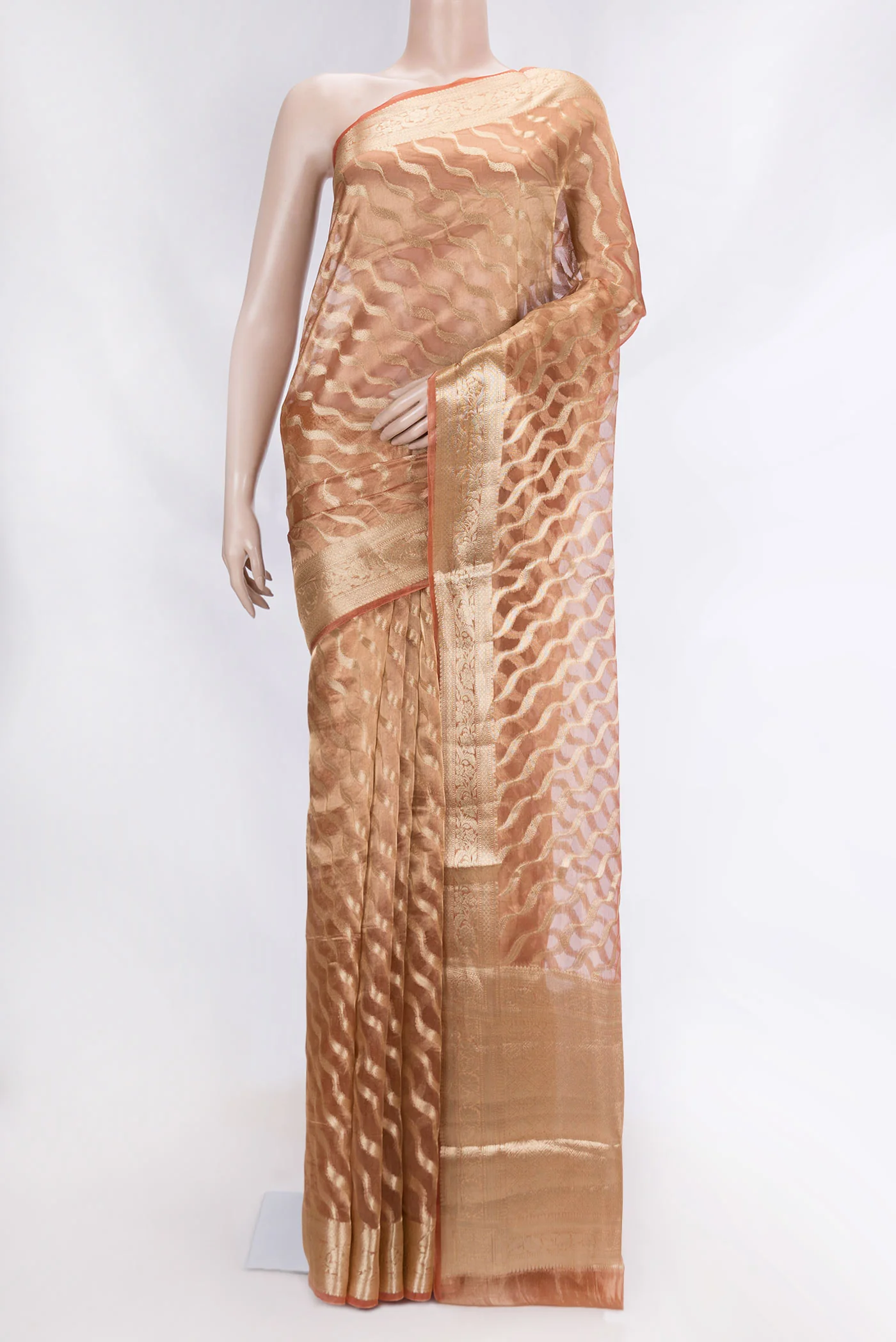 Orange Dual Tone Organza Silk Saree
