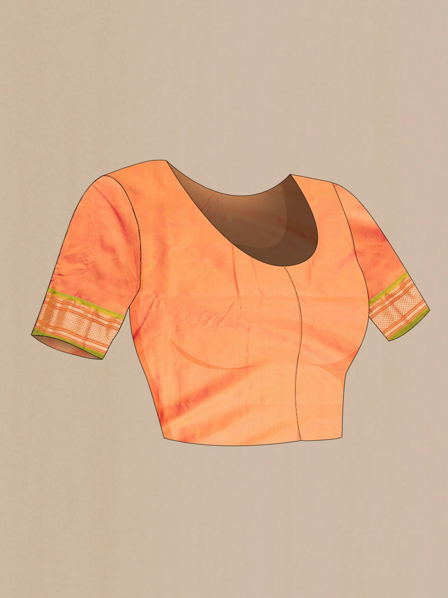 Orange Dual Tone Paithani Silk Saree - Image 5