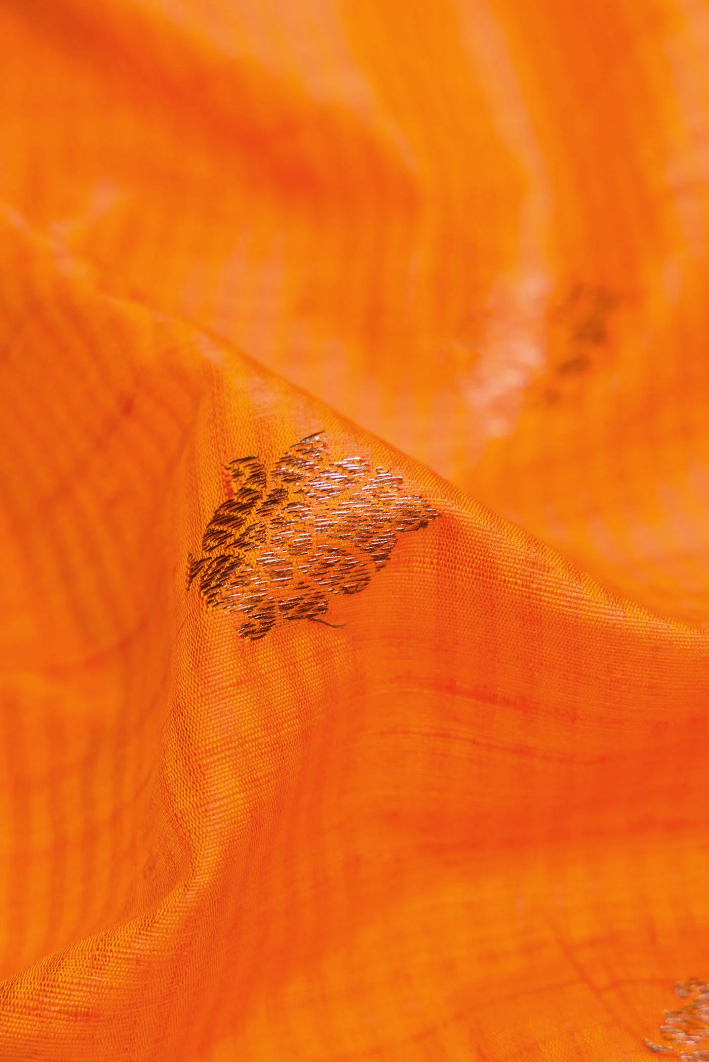 Orange Banarasi Tussar Silk Saree - Image 2