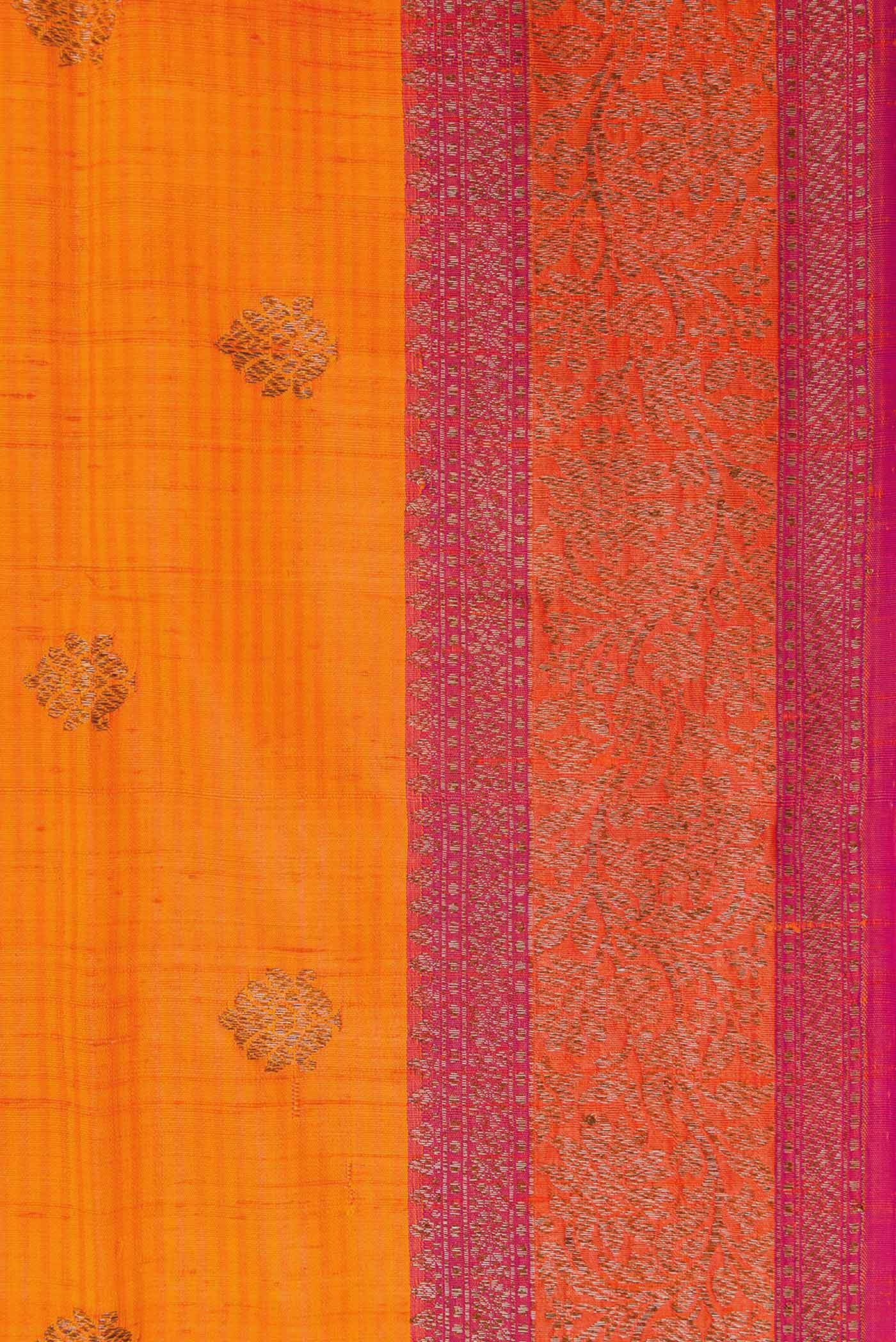 Orange Banarasi Tussar Silk Saree - Image 3