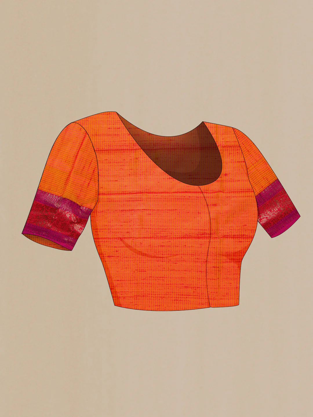 Orange Banarasi Tussar Silk Saree - Image 4
