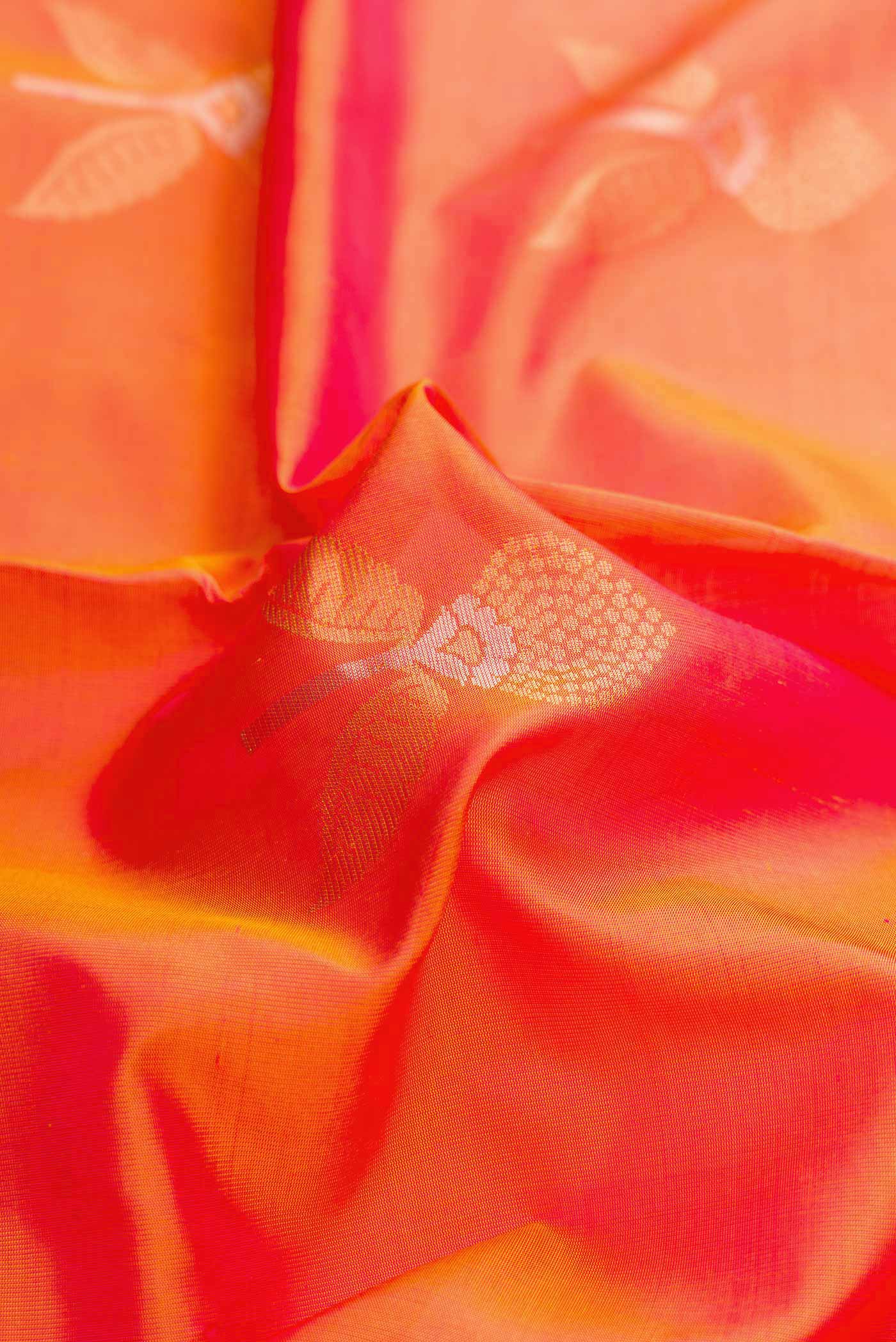 Orange Dual Tone Soft Silk Saree - Image 2