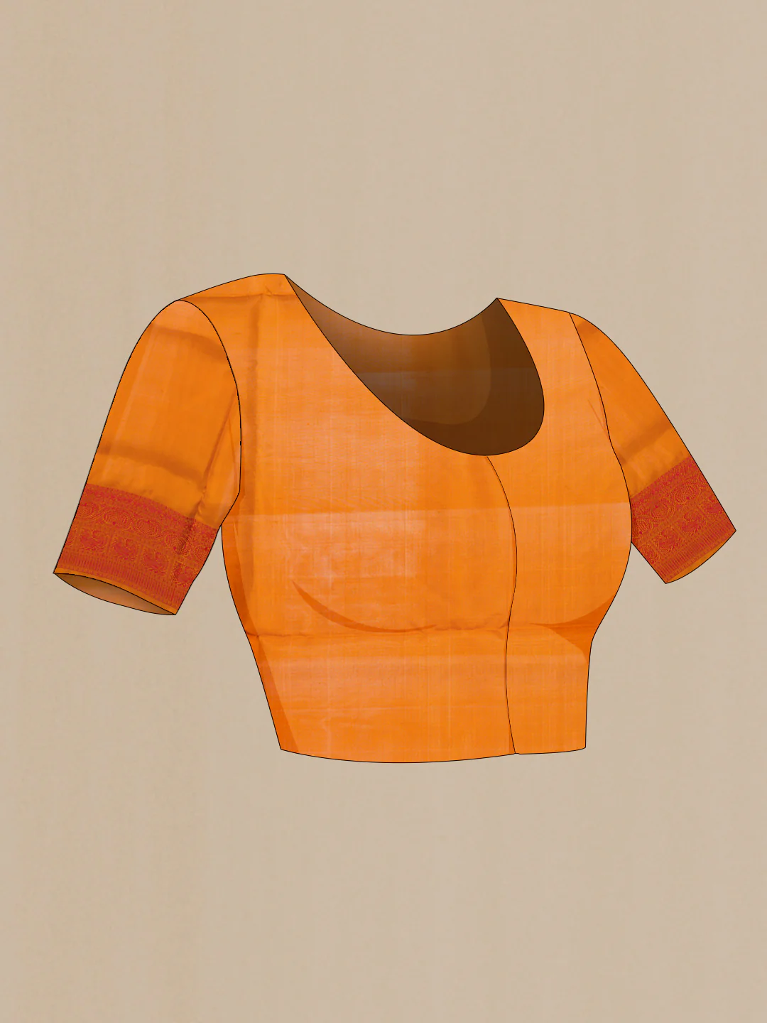 Orange Dual Tone Soft Silk Saree - Image 5