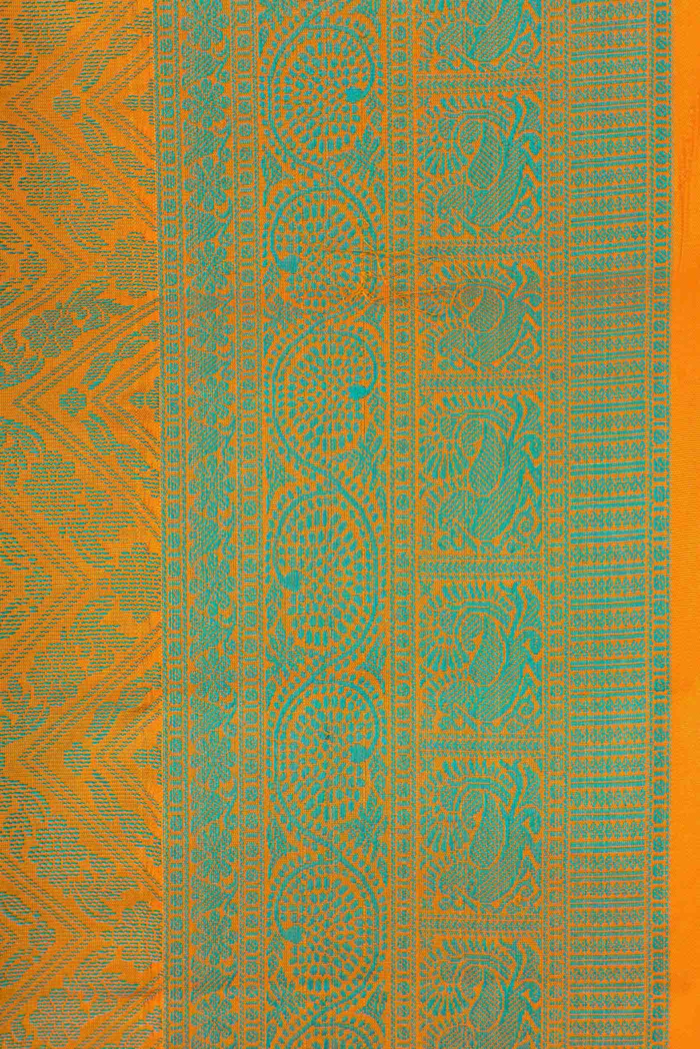Orange Dual Tone Soft Silk Saree - Image 5