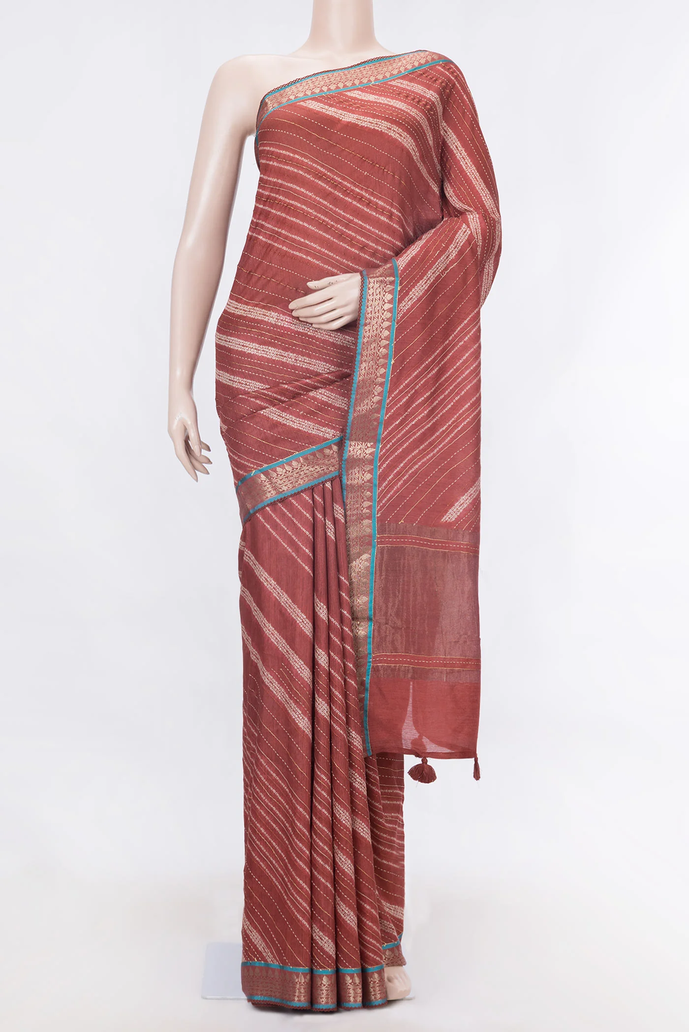 Orange Dual Tone Tussar Silk Saree