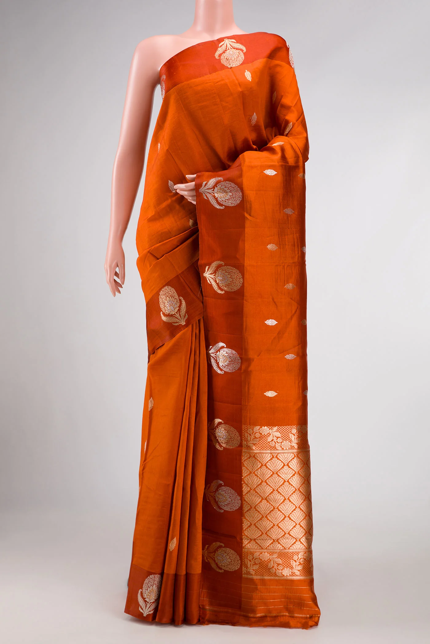 Orange Banarasi Katan Silk Saree