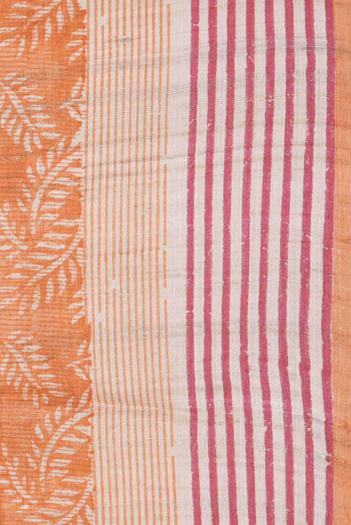 Orange Dual Tone Tussar Silk Saree - Image 3