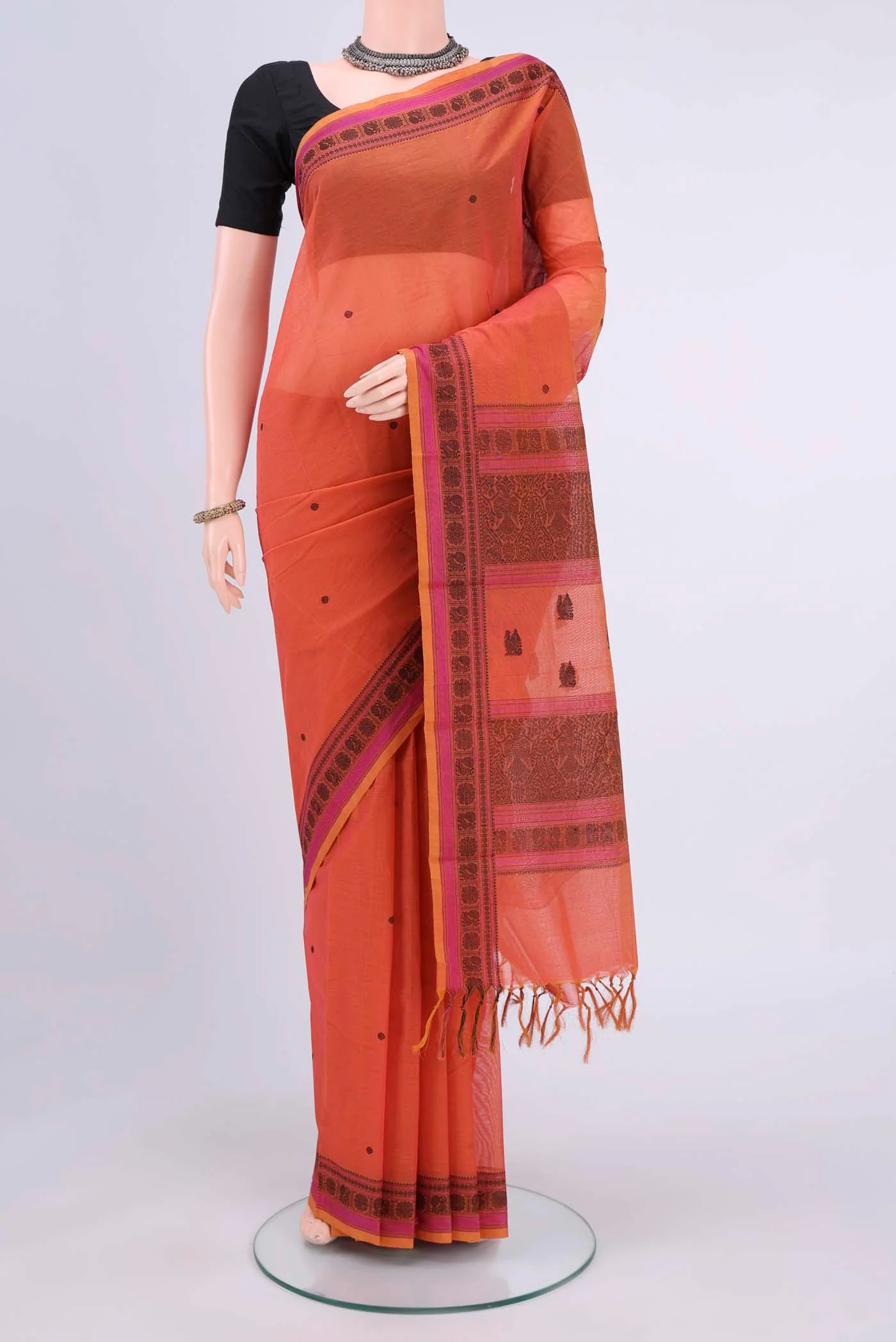 Orange Kanchi Cotton Saree