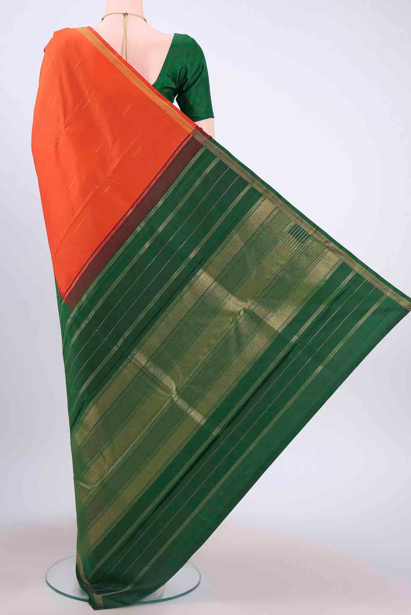Orange Kanjivaram Silk Saree - Image 3