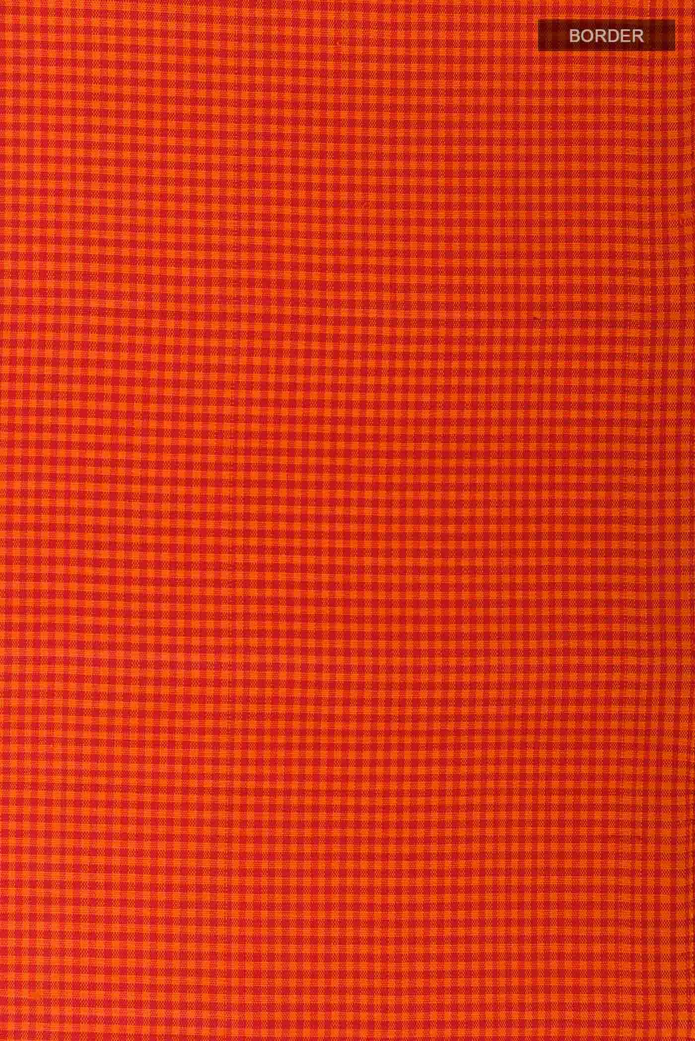 Orange Kanchipuram Silk Saree - Image 3