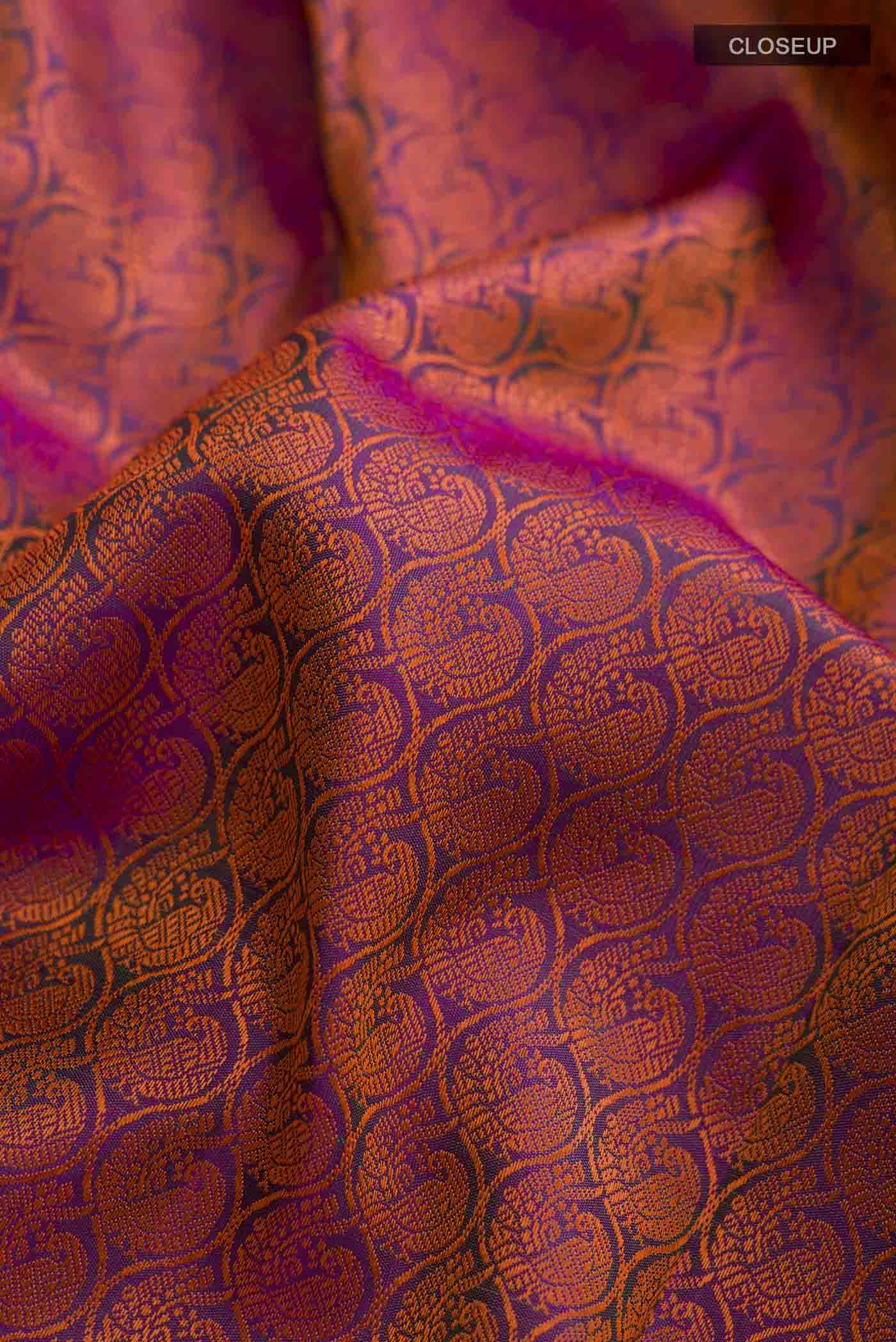 Orange Kanchipuram Silk Saree - Image 2