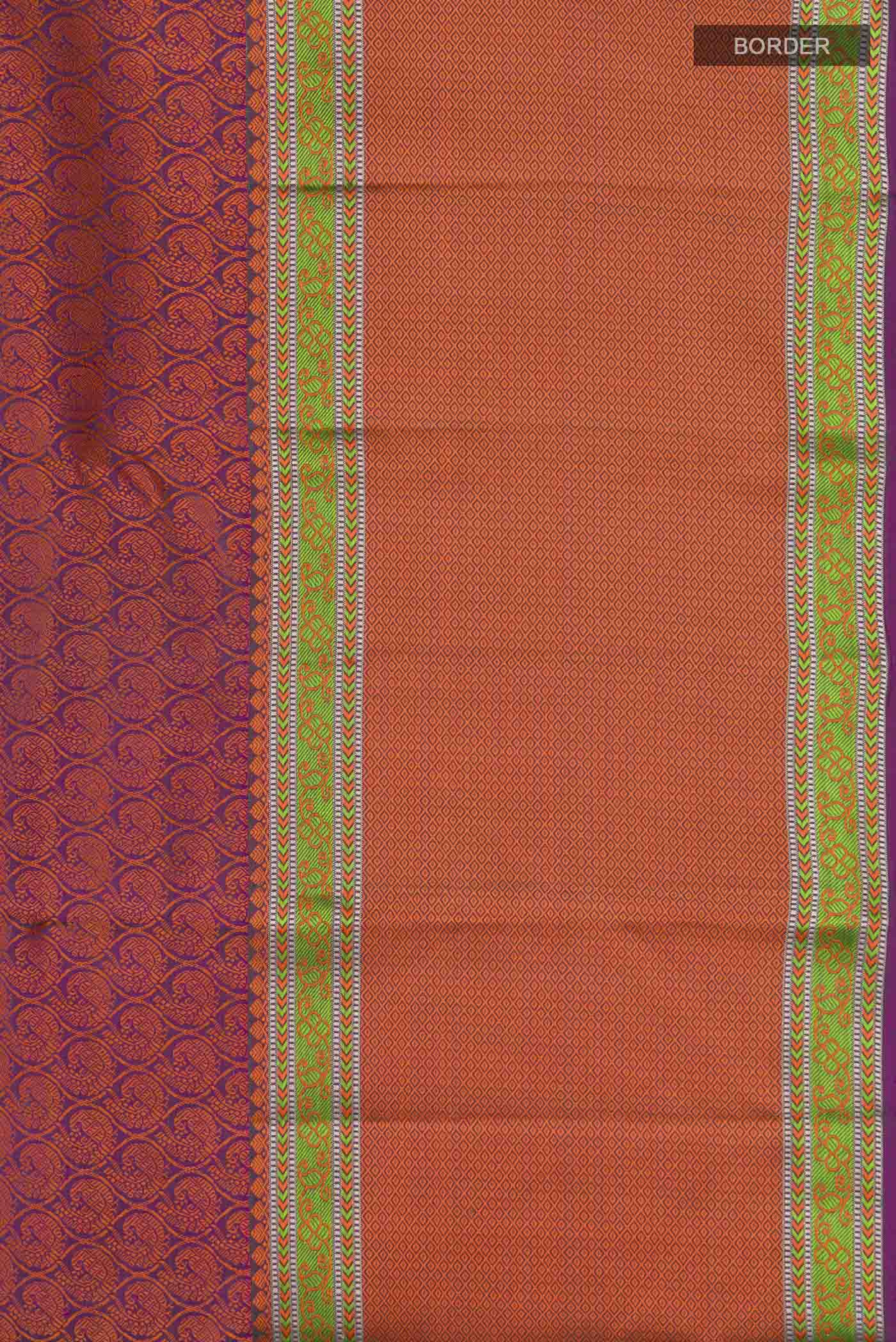 Orange Kanchipuram Silk Saree - Image 3