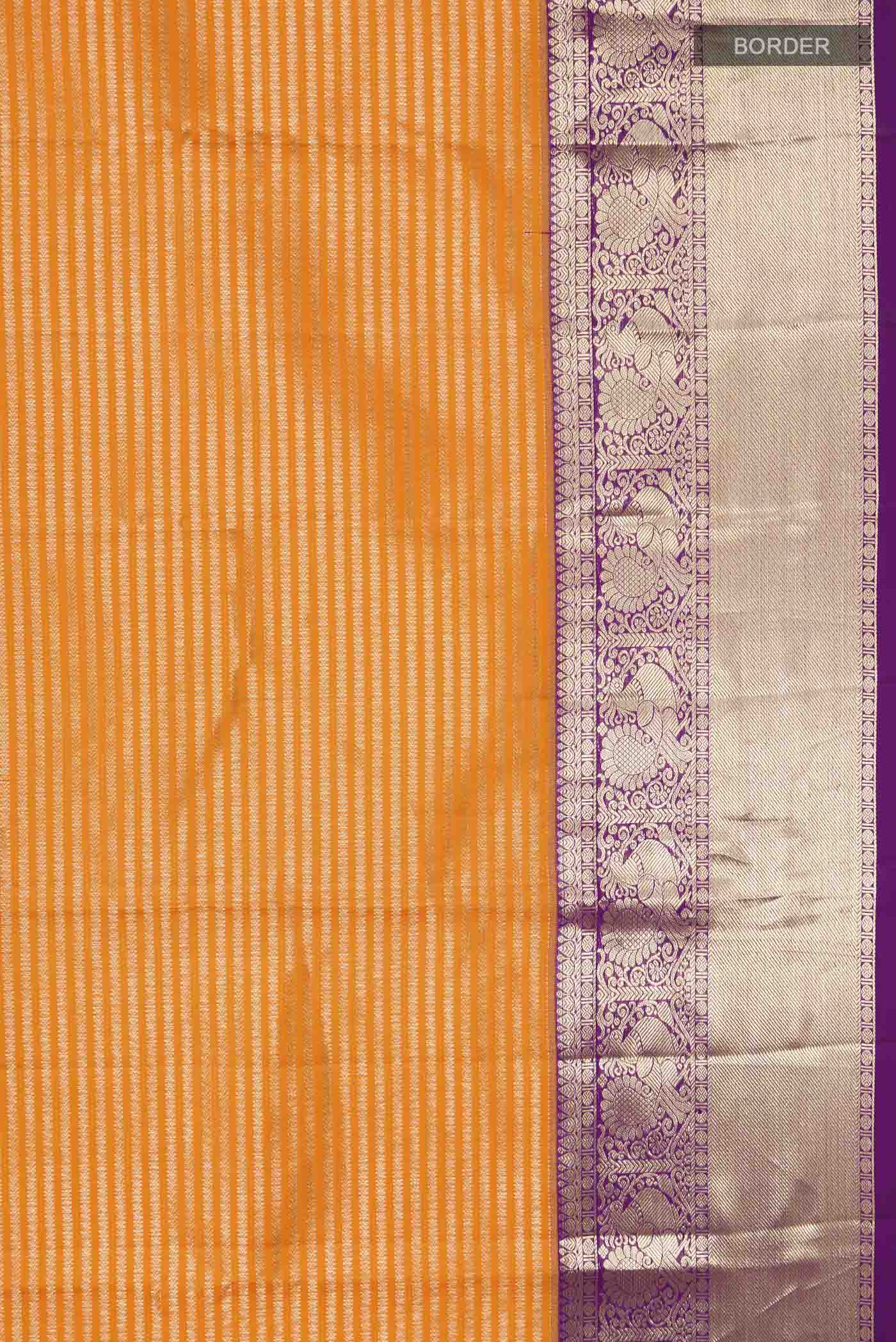 Orange Kanchipuram Silk Saree - Image 3