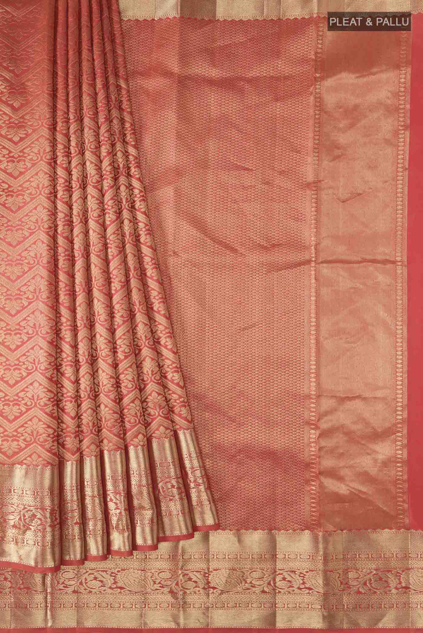 Orange Kanchipuram Silk Saree - Image 4