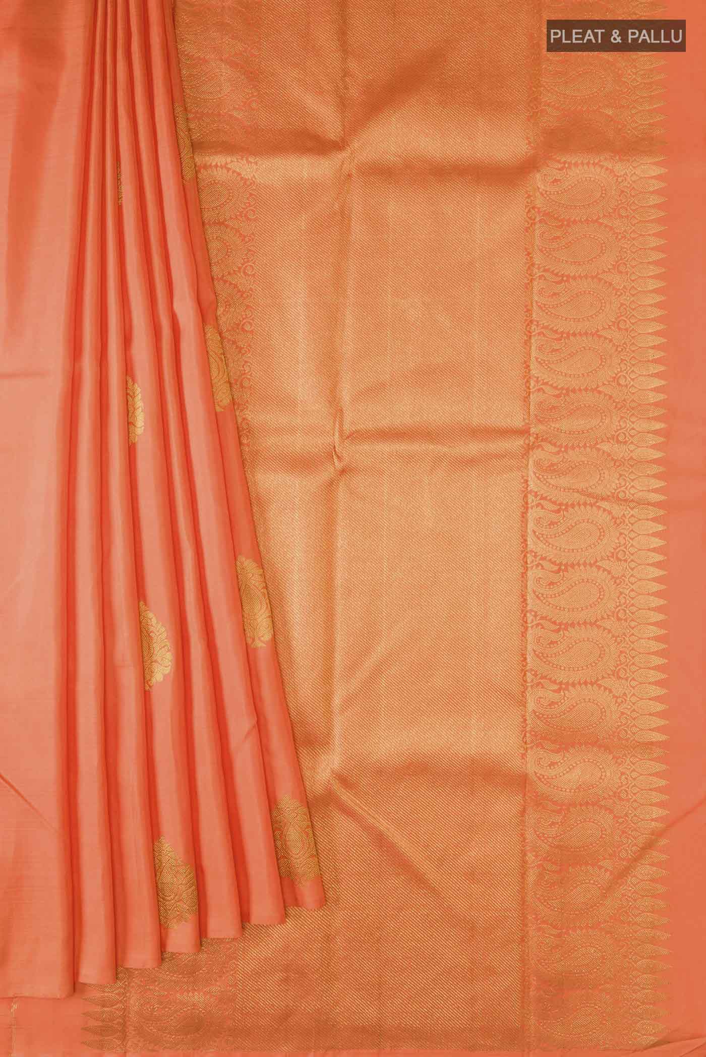 Orange Kanchipuram Silk Saree - Image 4