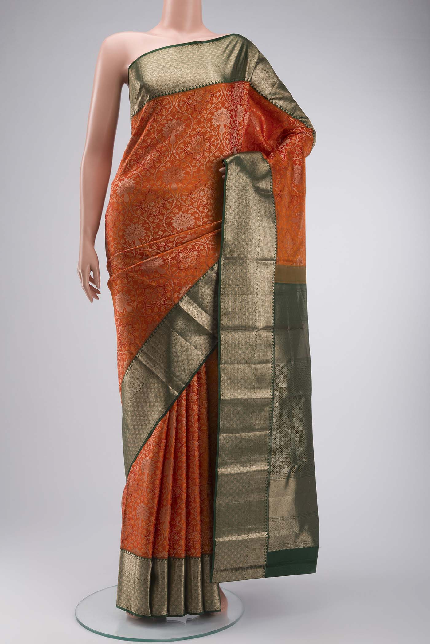 Orange Kanchipuram Silk Saree