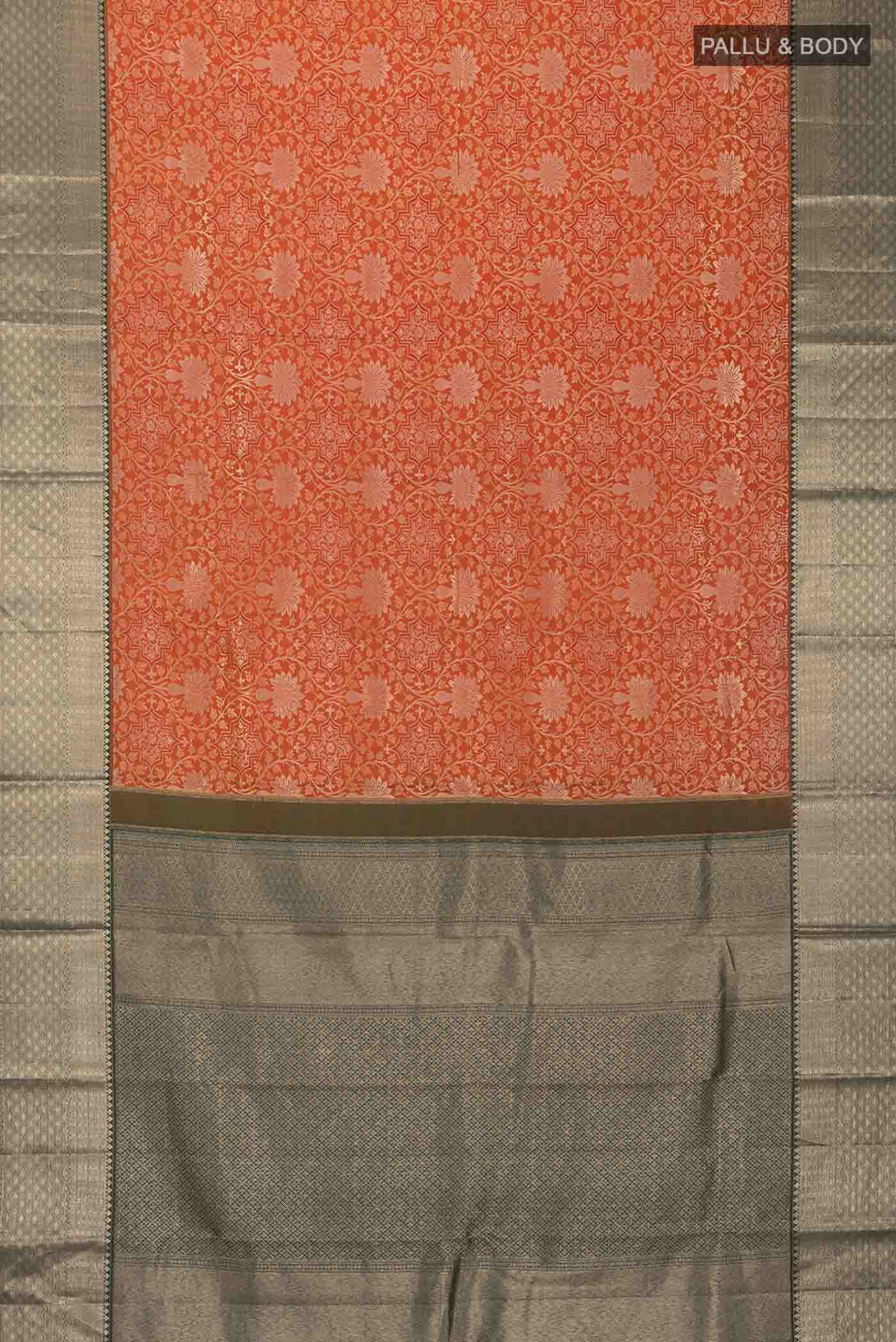 Orange Kanchipuram Silk Saree - Image 6