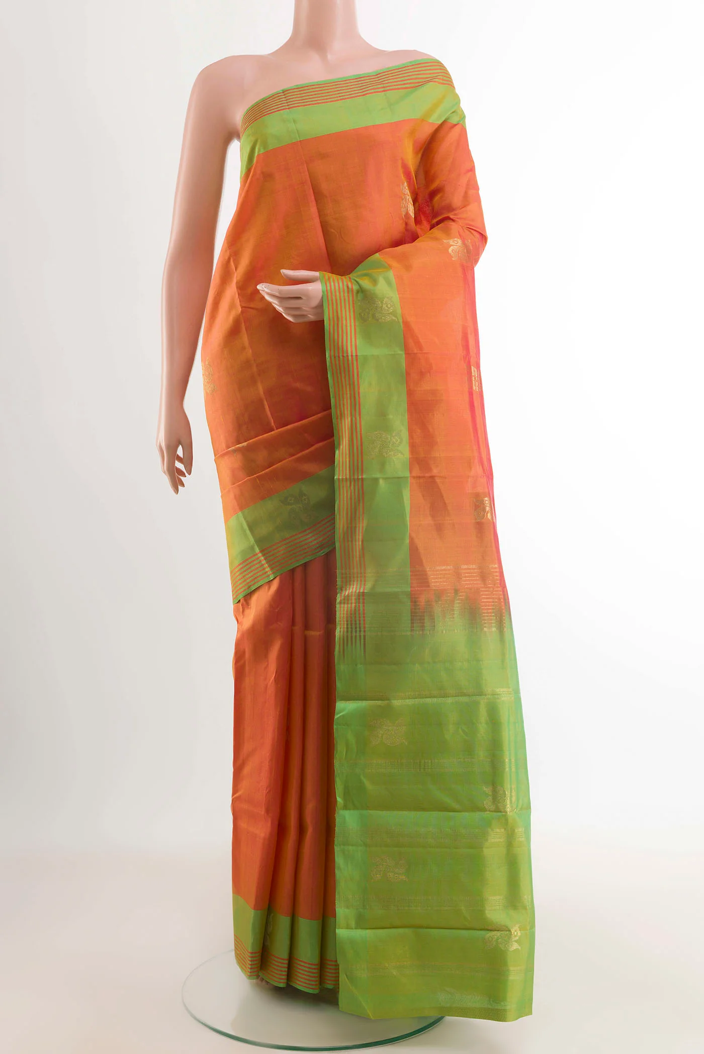 Orange Kanchipuram Silk Saree