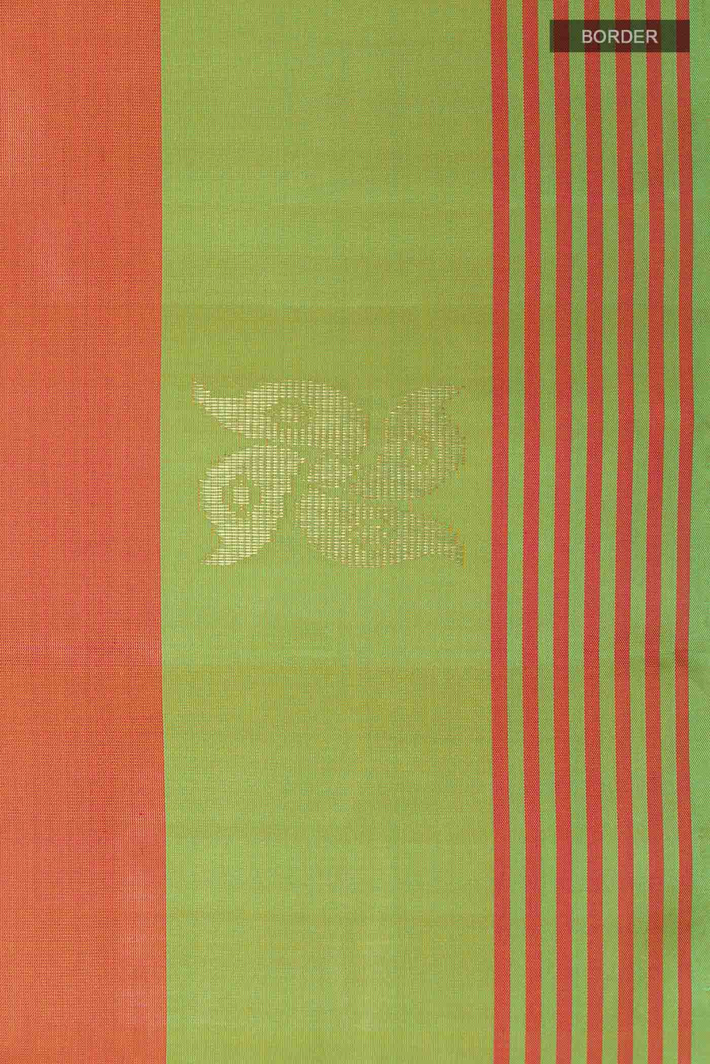 Orange Kanchipuram Silk Saree - Image 3
