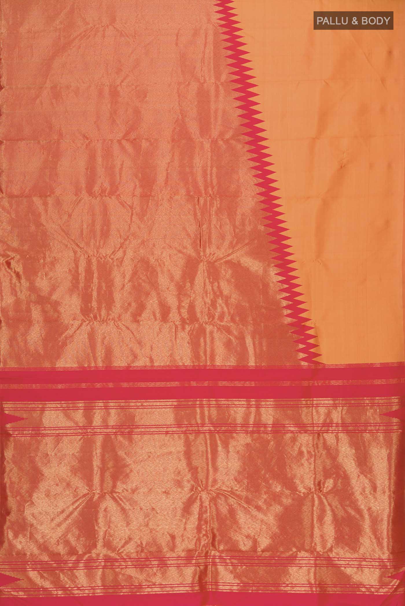 Orange Kanjivaram Silk Saree - Image 6