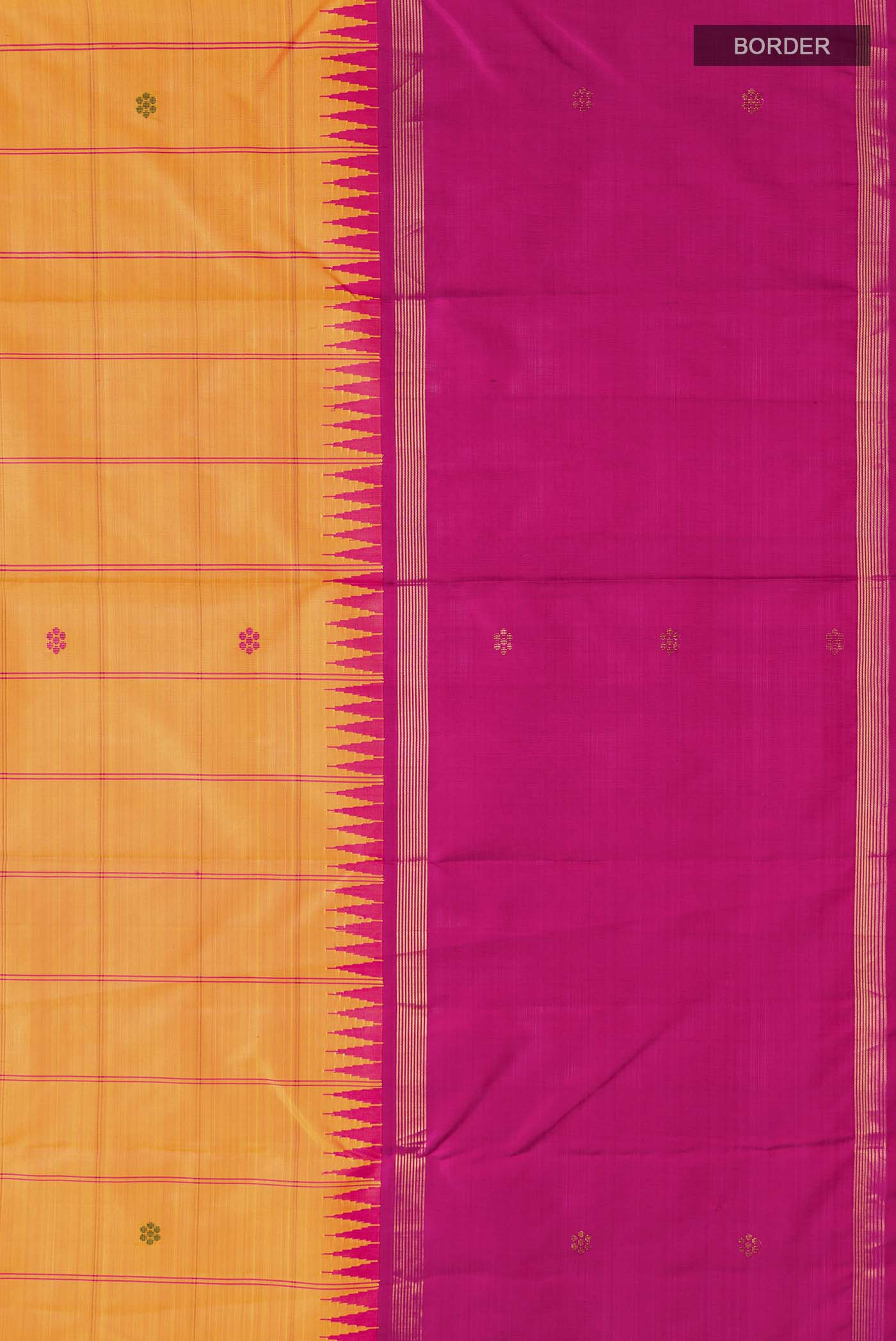 Orange Kanchipuram Silk Saree - Image 3
