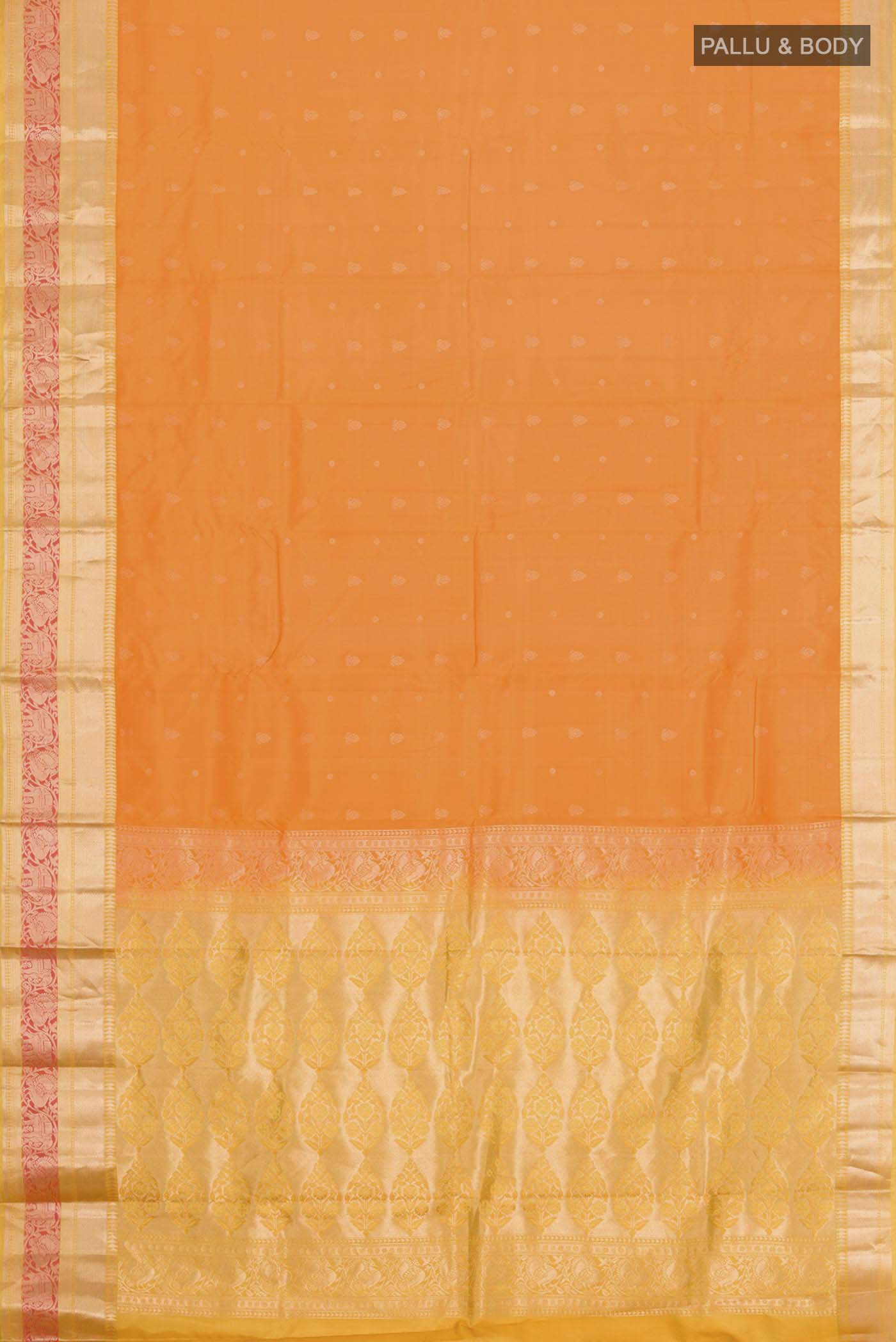 Orange Kanjivaram Silk Saree - Image 6