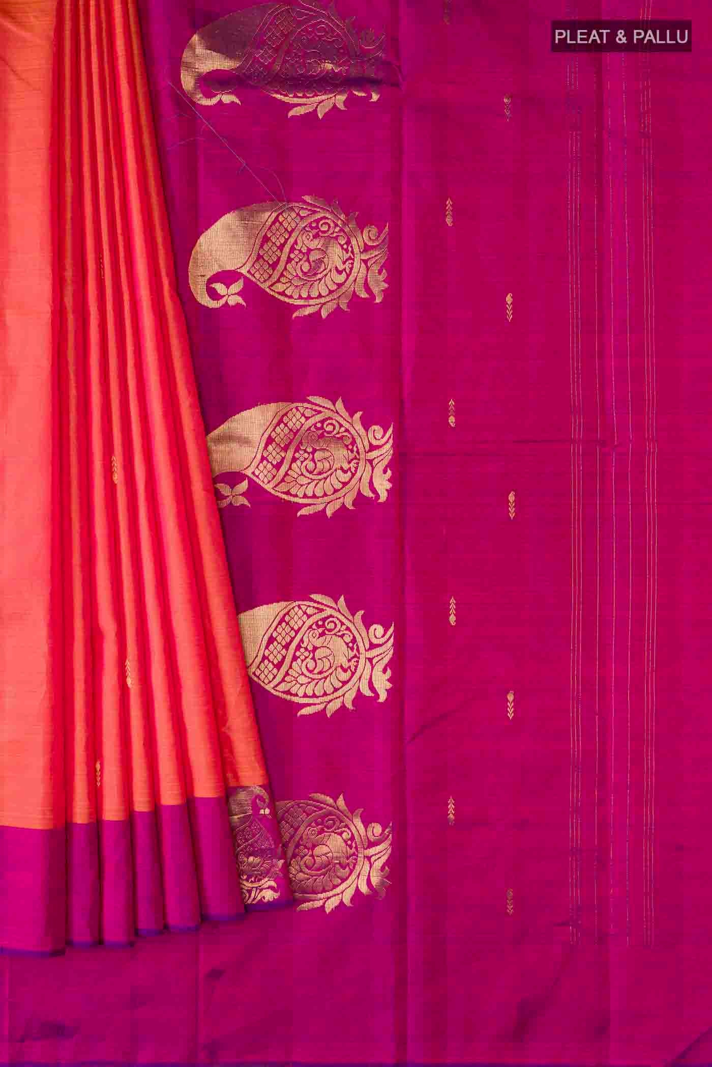 Orange Kanchipuram Silk Saree - Image 4