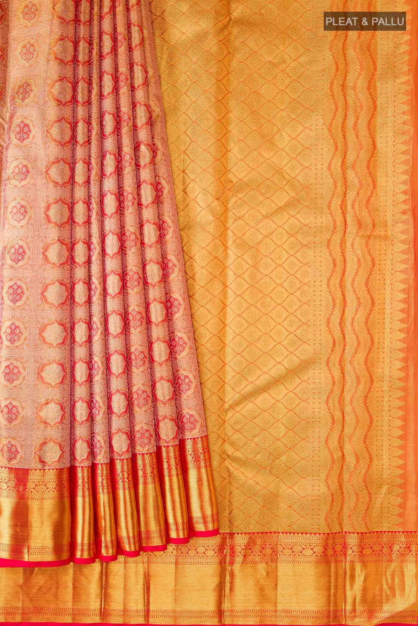 Orange Kanjivaram Silk Saree - Image 2
