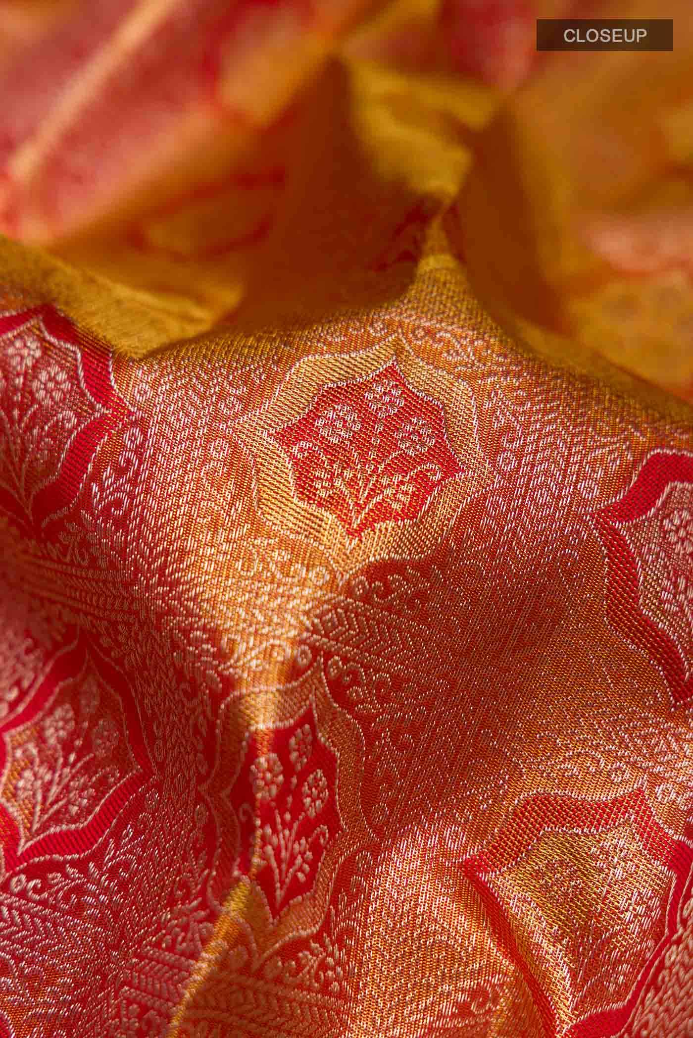 Orange Kanjivaram Silk Saree - Image 3