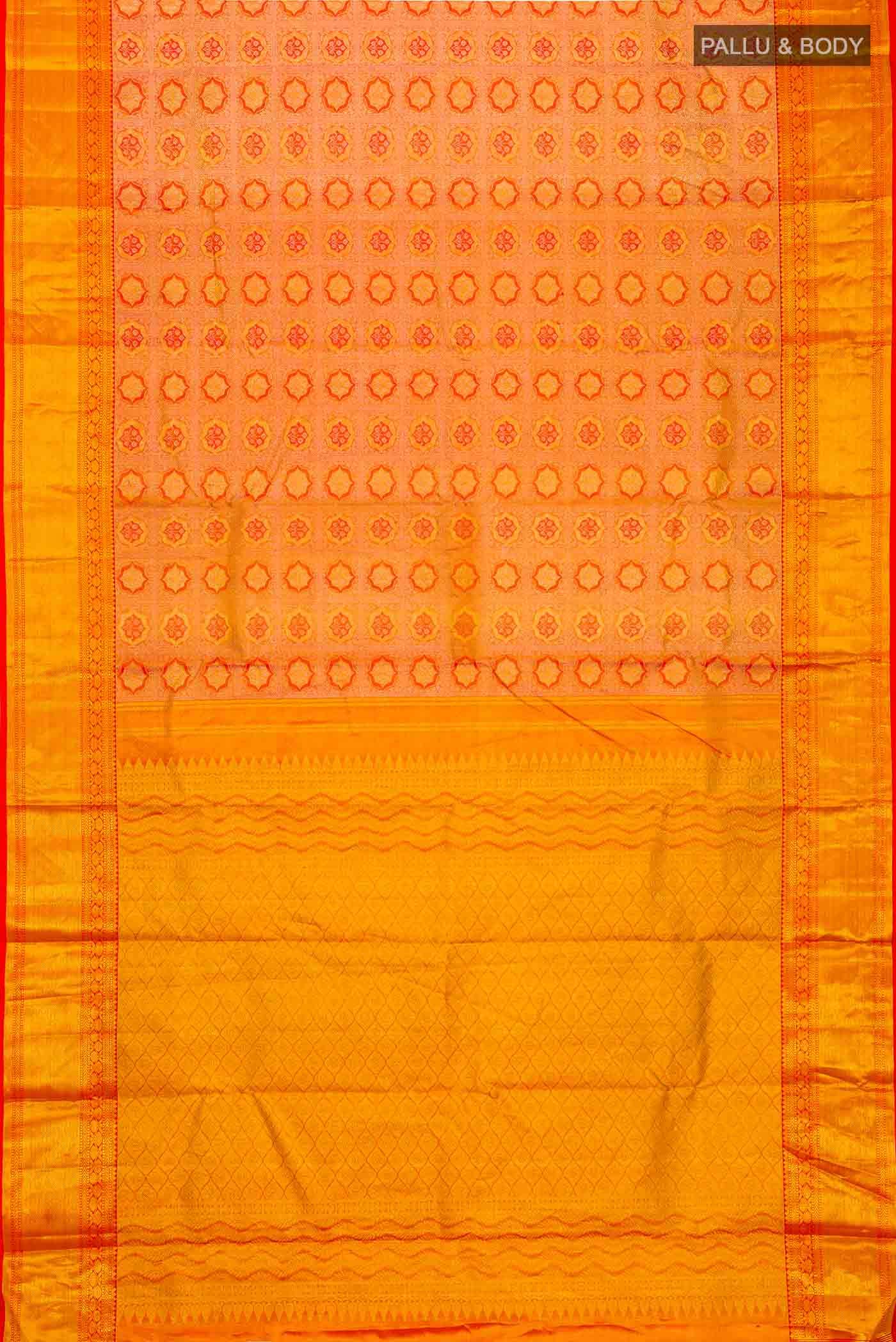 Orange Kanjivaram Silk Saree - Image 4