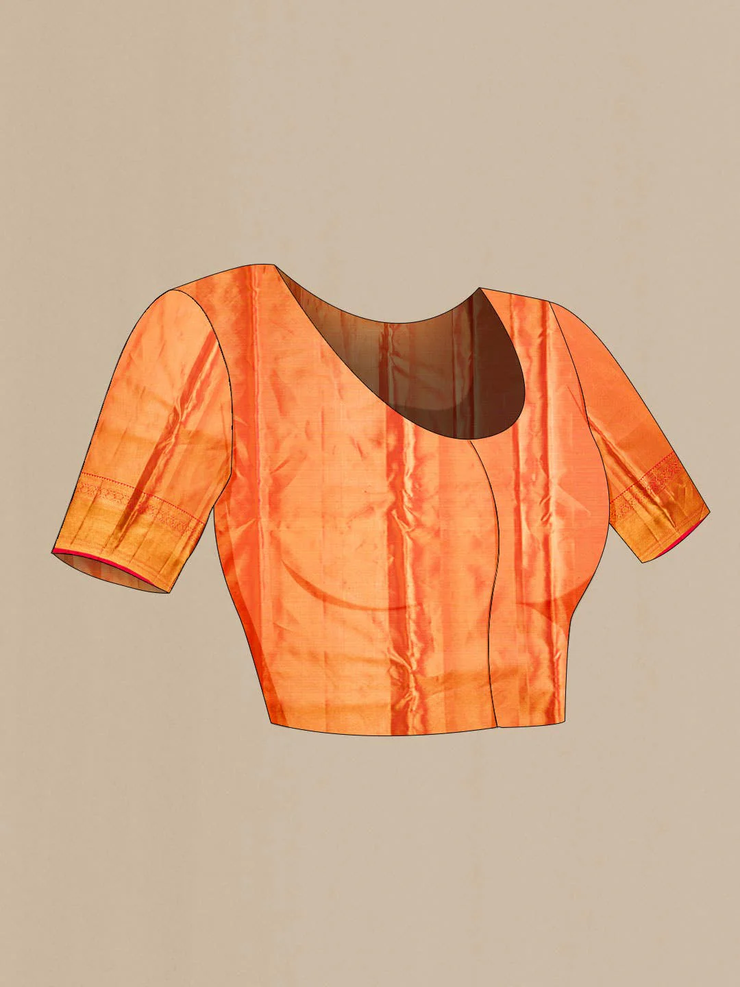 Orange Kanjivaram Silk Saree - Image 6