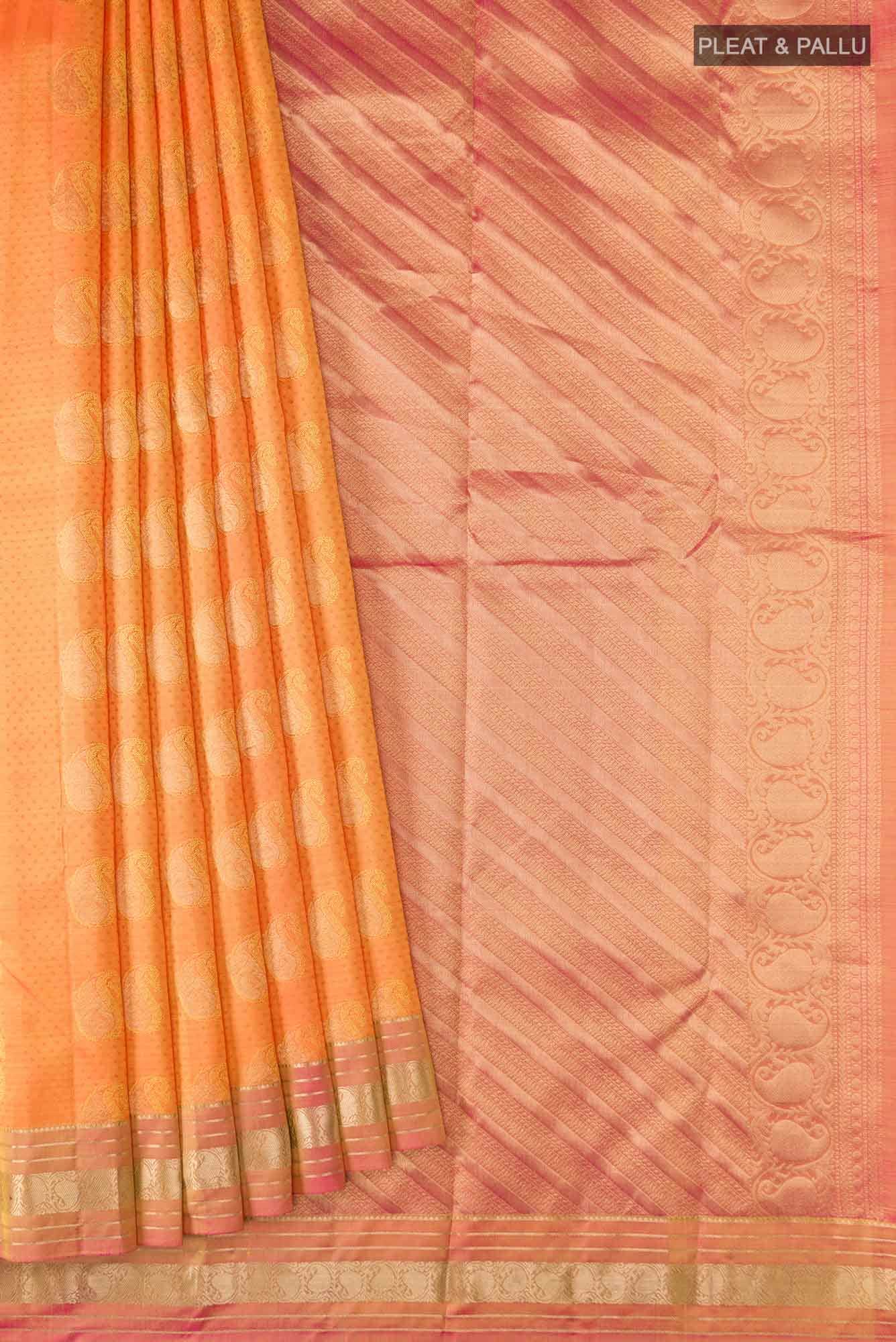 Orange Kanchipuram Silk Saree - Image 2