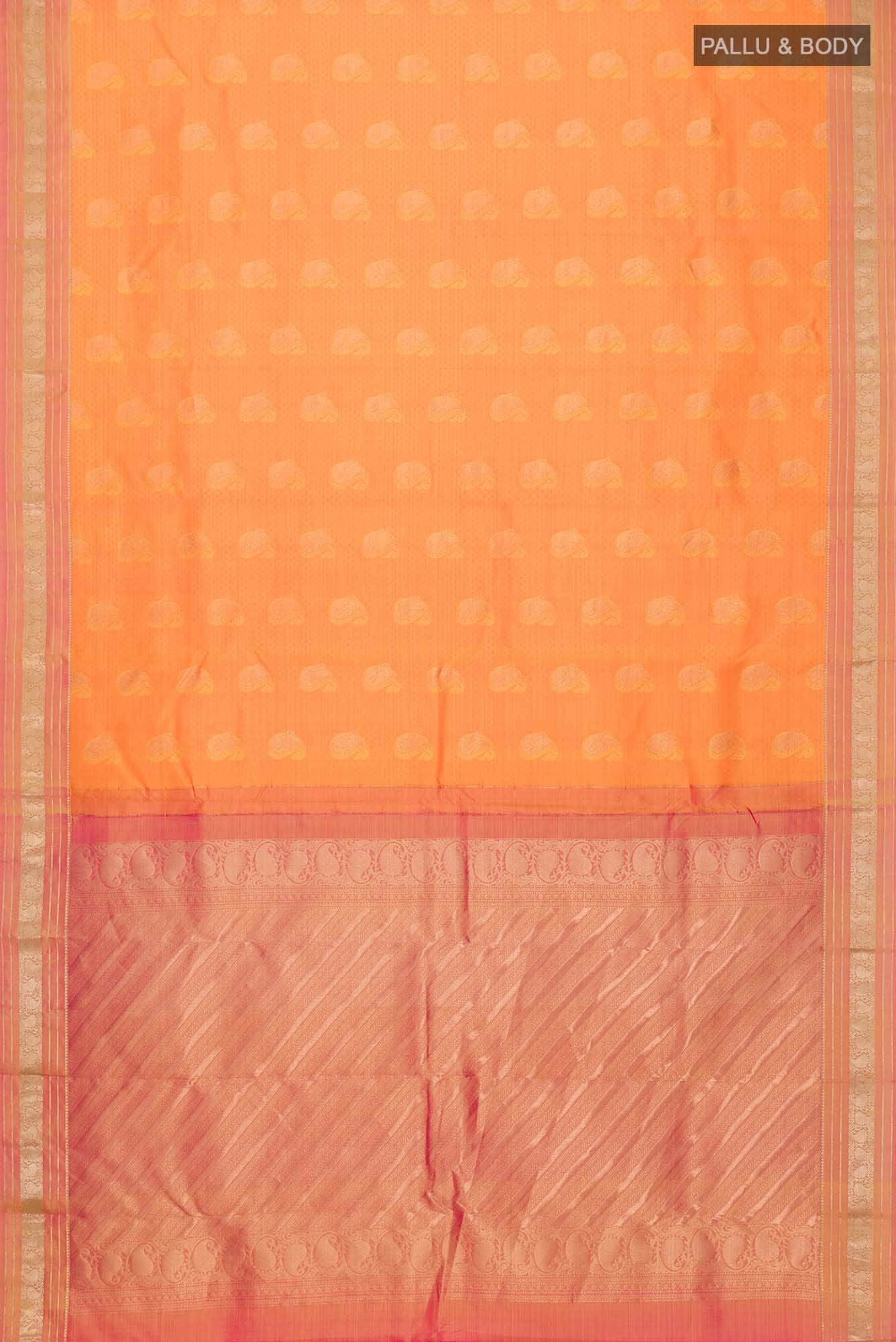 Orange Kanchipuram Silk Saree - Image 4
