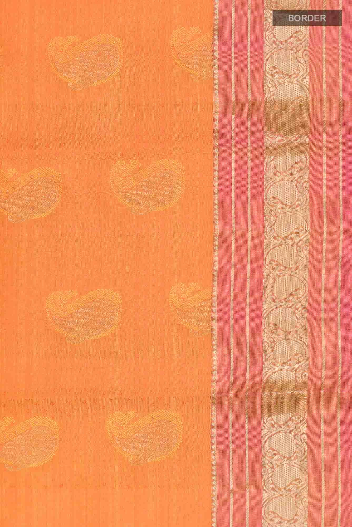 Orange Kanchipuram Silk Saree - Image 5