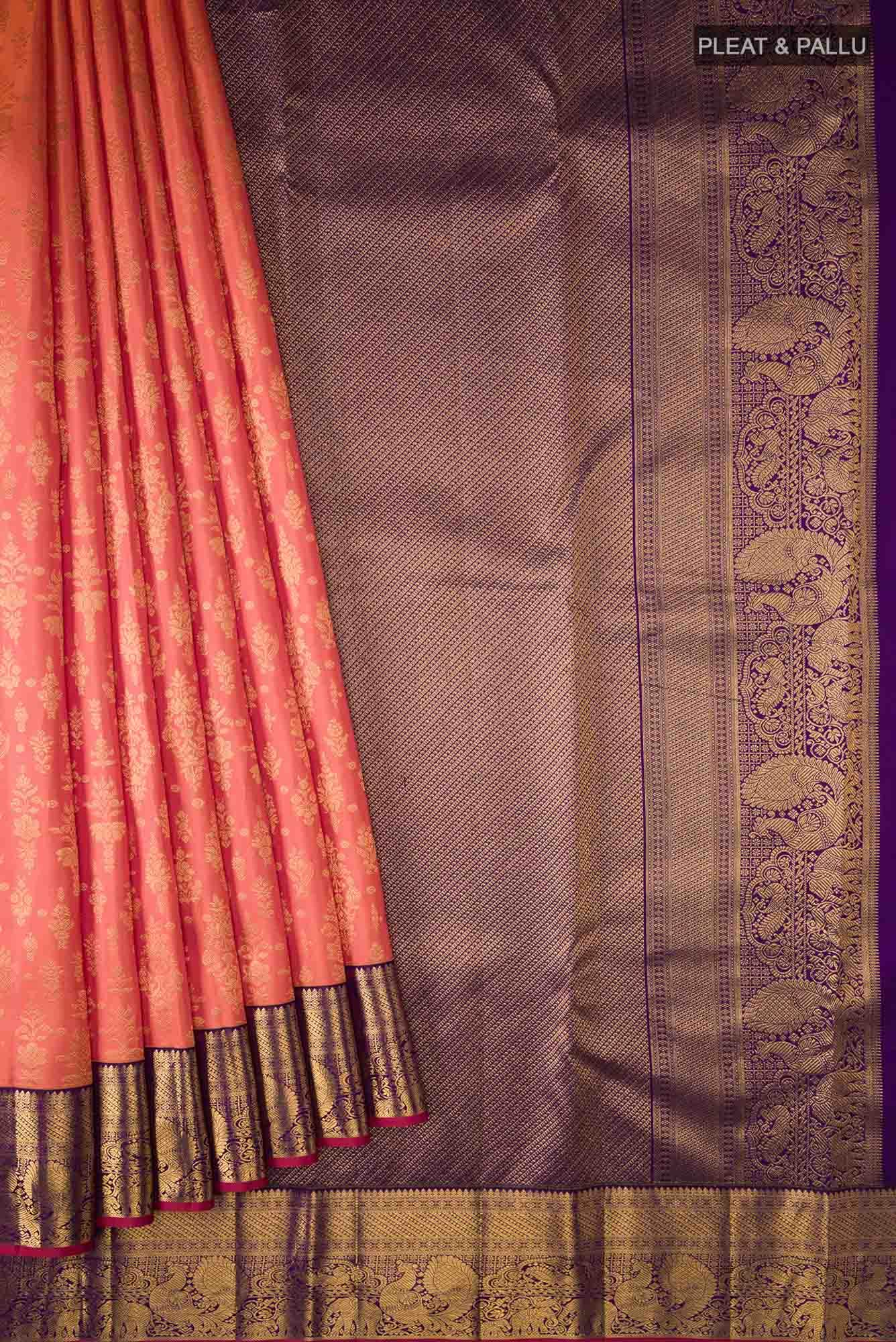 Orange Kanjivaram Silk Saree - Image 2