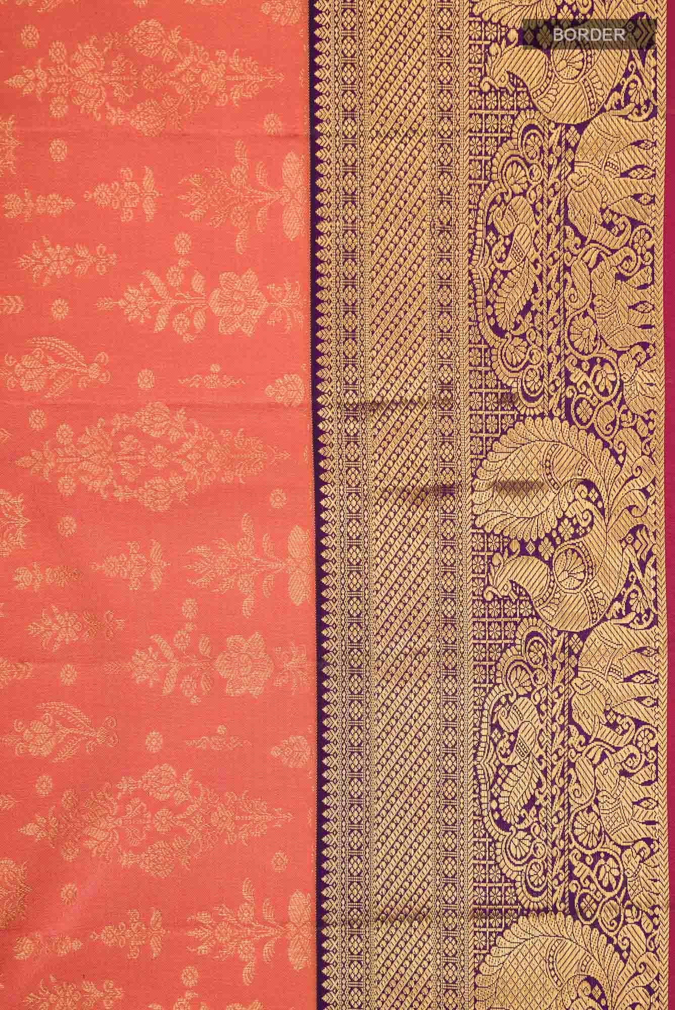 Orange Kanjivaram Silk Saree - Image 5