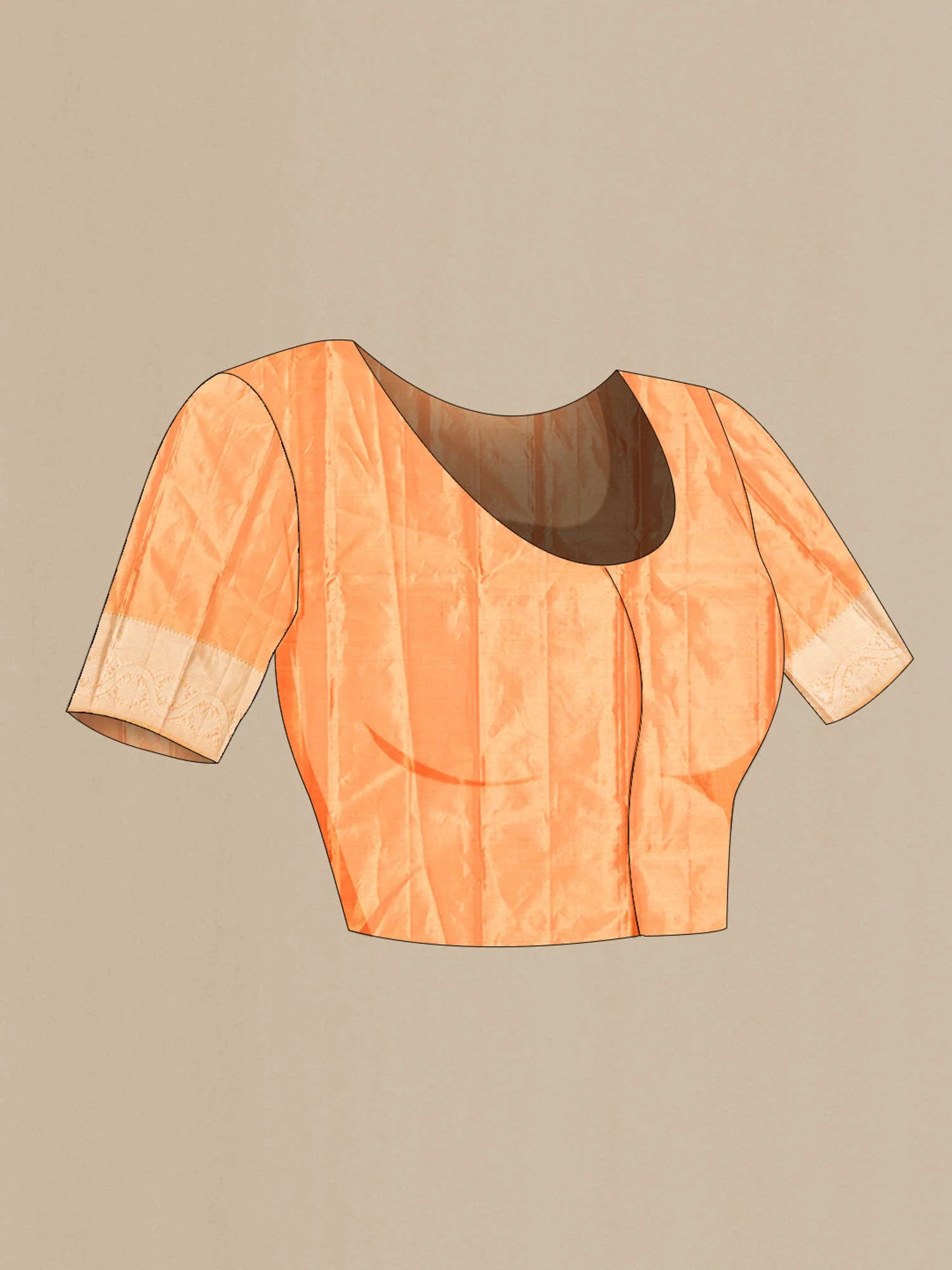 Orange Kanchipuram Tissue Silk Saree - Image 6