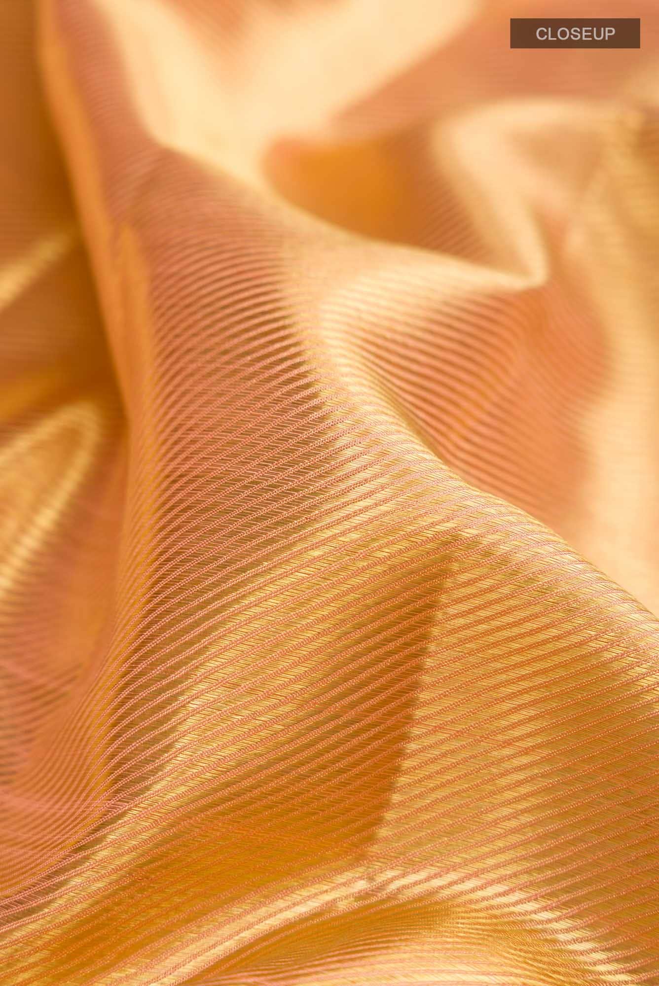 Orange Kanjivaram Tissue Silk Saree - Image 3