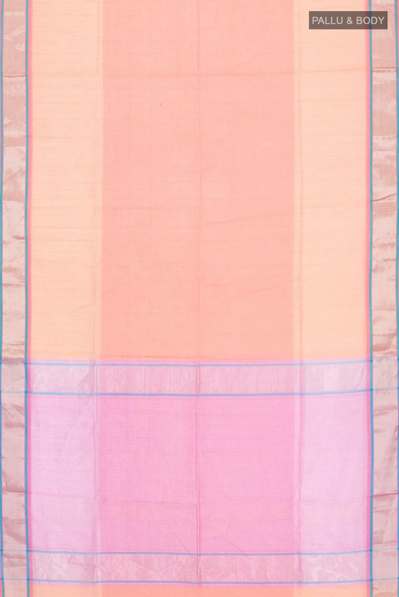 Orange Maheshwari Silk Cotton Saree - Image 3