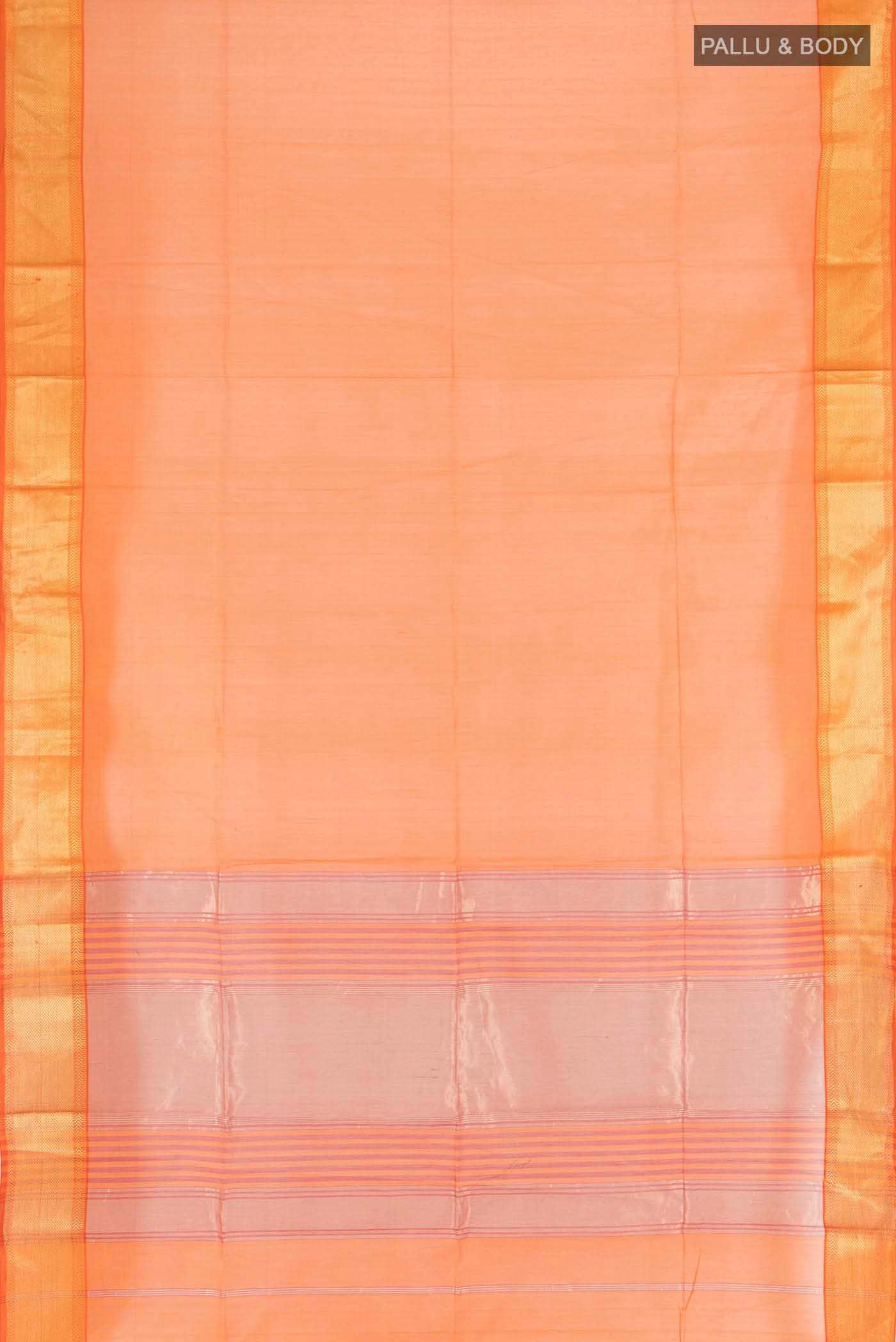 Orange Maheshwari Silk Cotton Saree - Image 5