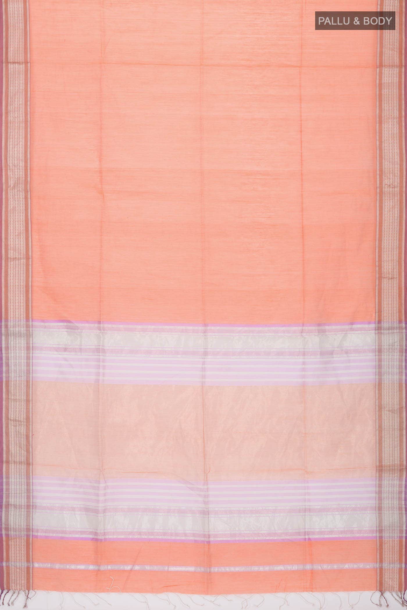 Orange Maheshwari Silk Cotton Saree - Image 2