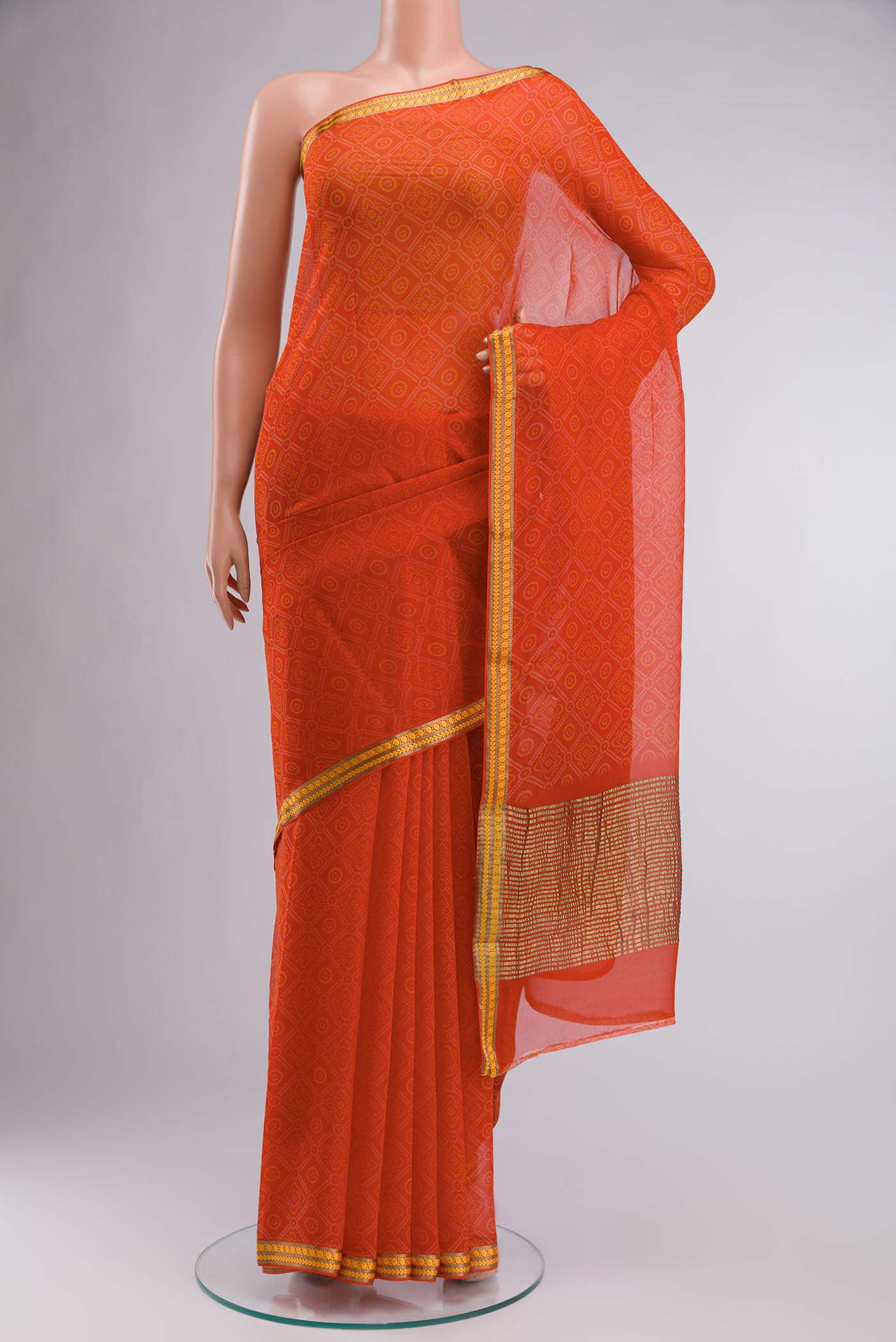 Orange Mysore Chiffon Saree