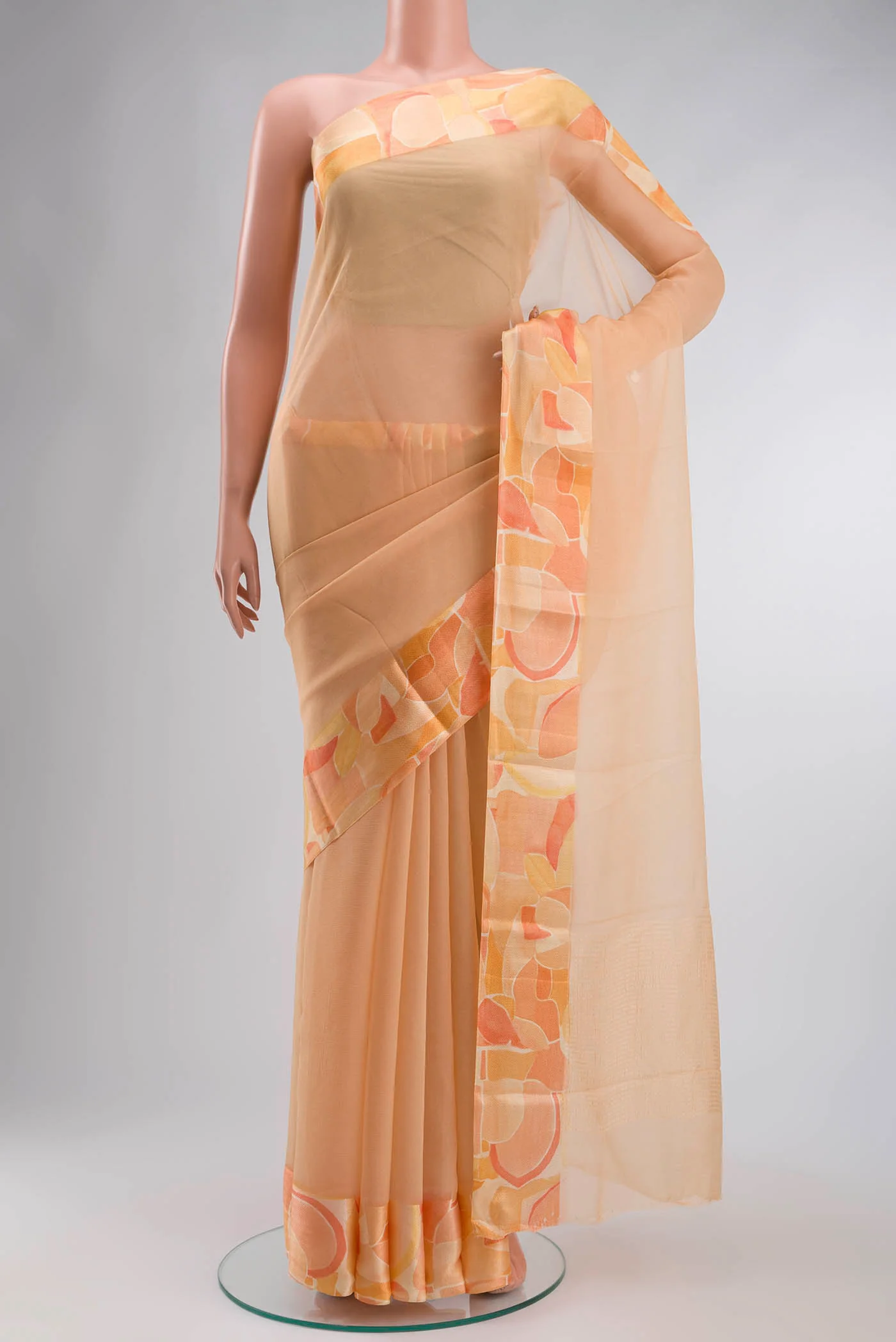Orange Mysore Chiffon Saree