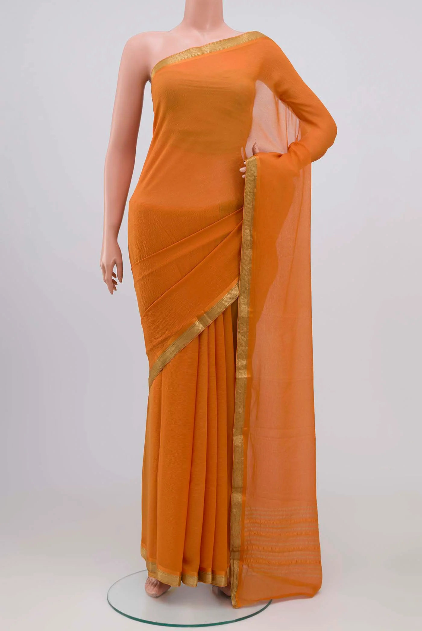 Orange Mysore Chiffon Saree