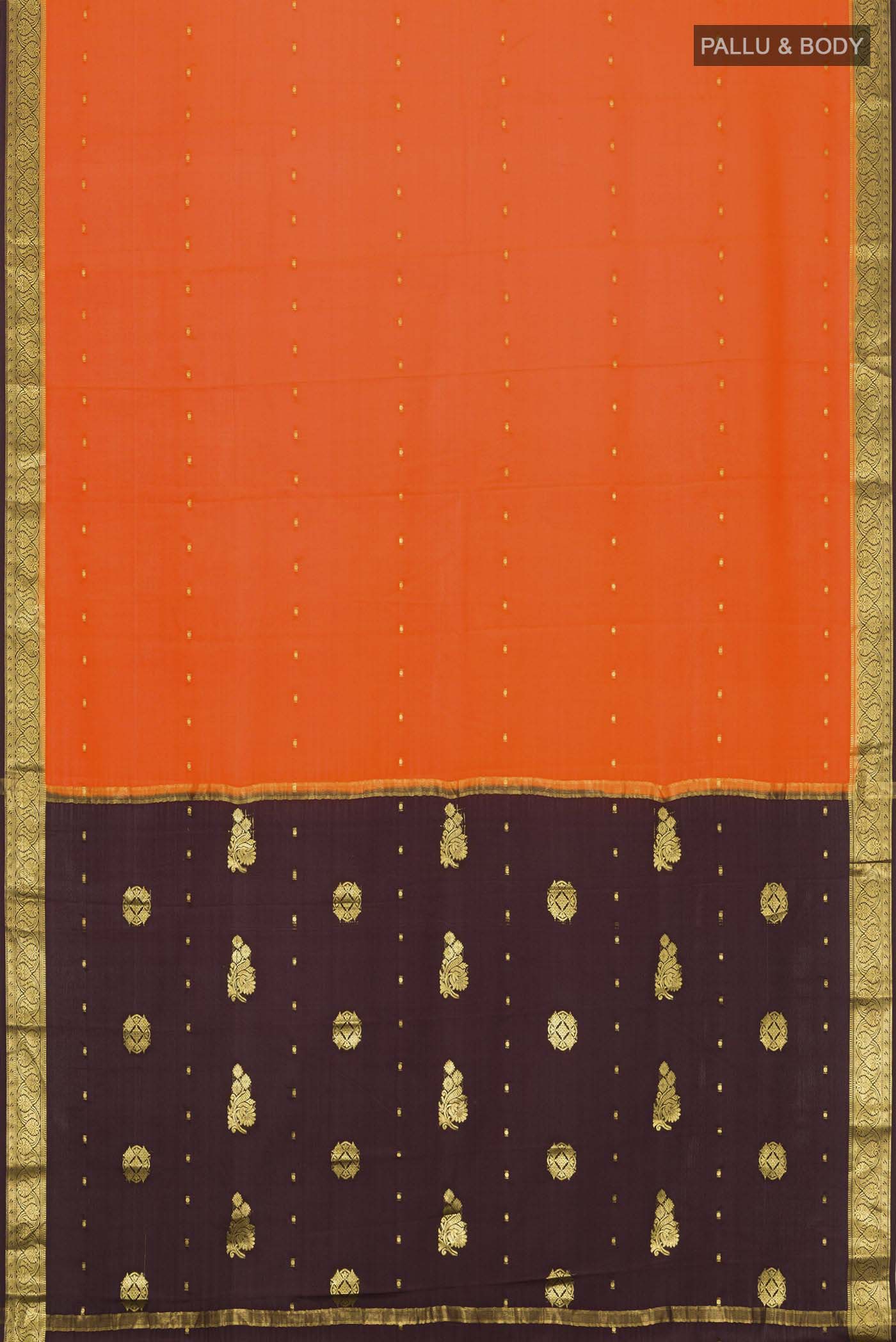 Orange Mysore Crepe Saree - Image 5
