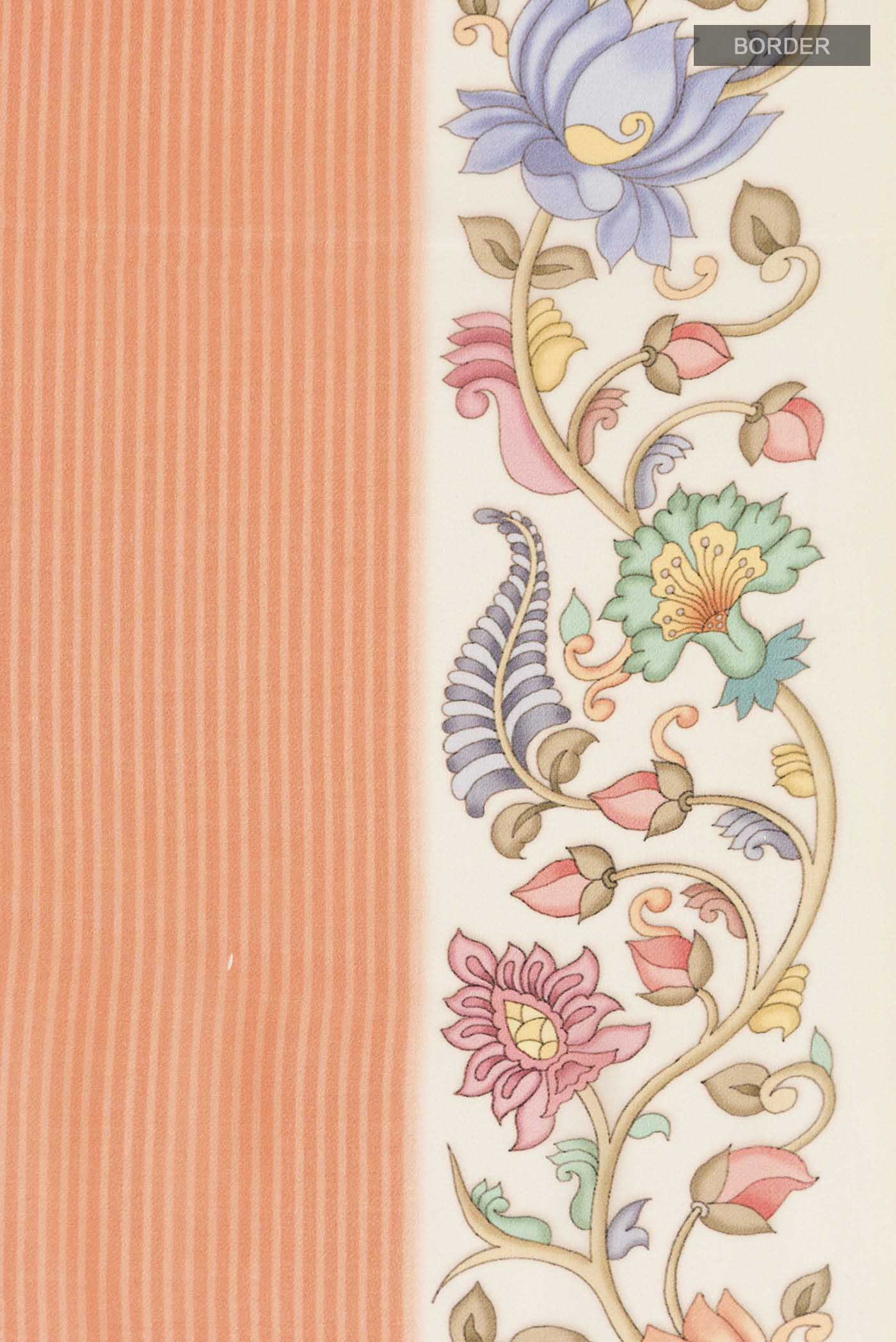 Orange Mysore Crepe Saree - Image 3